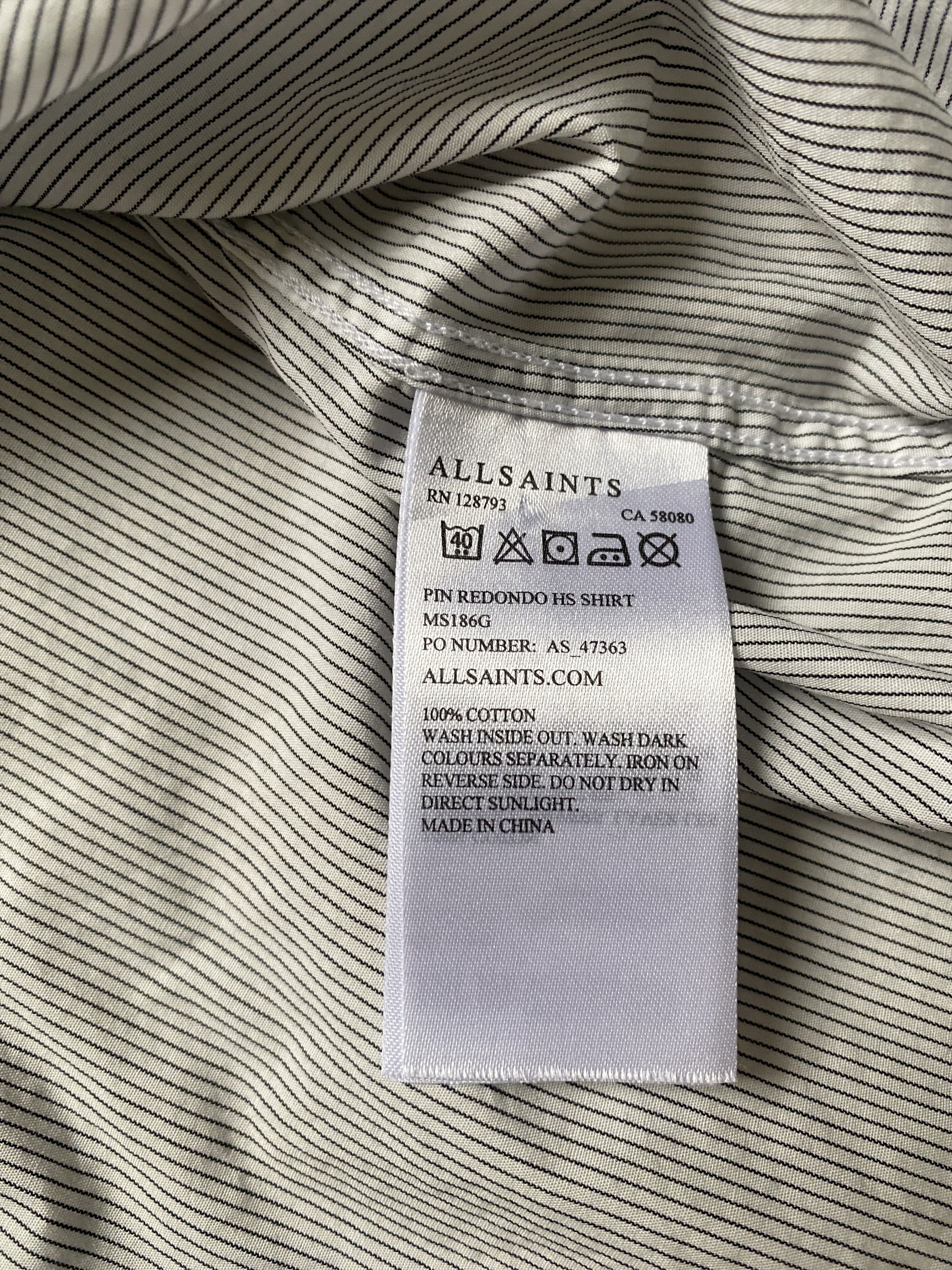 Allsaints AllSaints Shirt White with Grey Stripes, Hawaii Streetwear Size US S / EU 44-46 / 1 - 3 Thumbnail