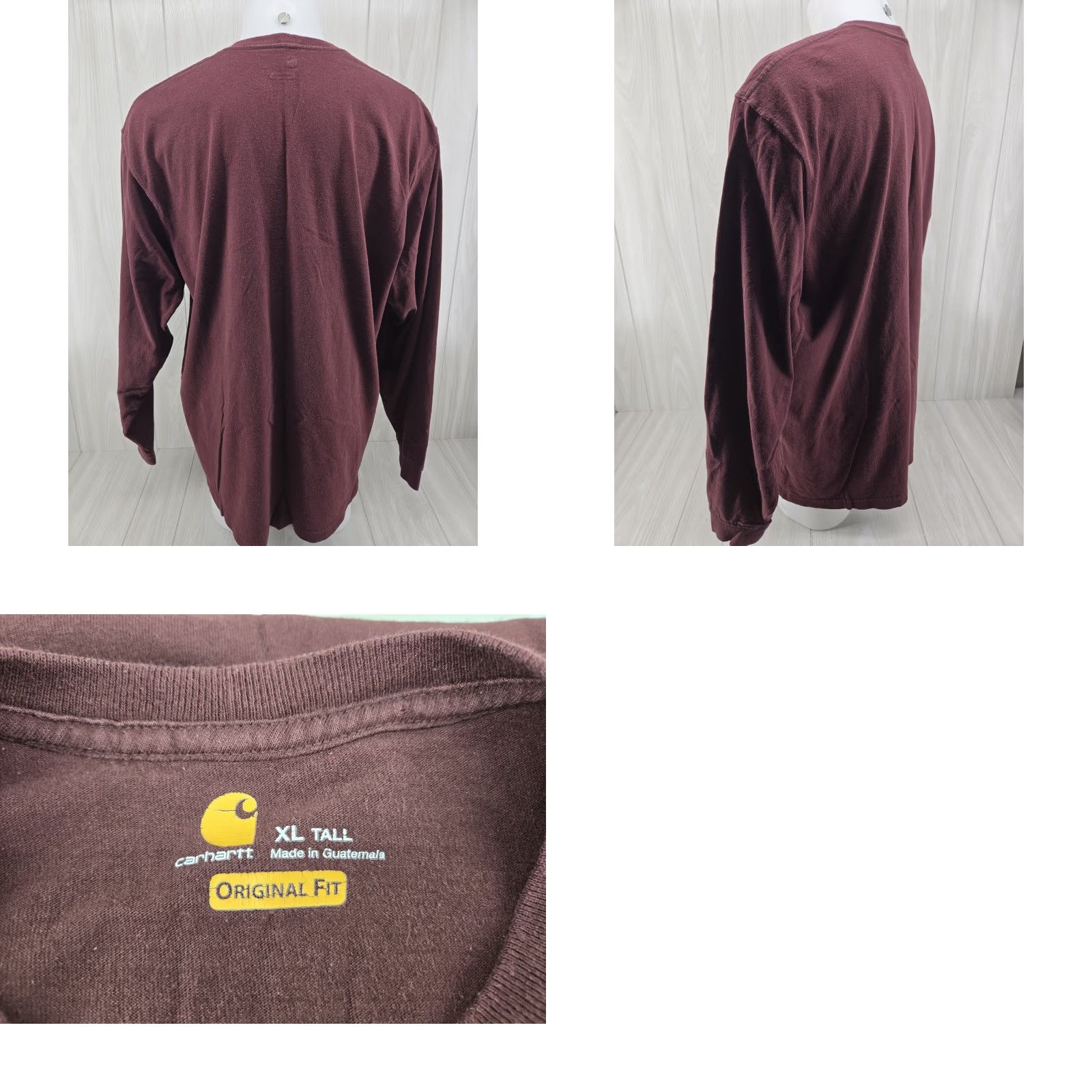 Carhartt Carhartt T-Shirt Men’s XL Tall Maroon Original Fit Long Sleeve Casual Thick Shirt Size US XL / EU 56 / 4 - 8 Thumbnail