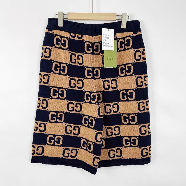 Gucci Gucci Size S Khaki color-blocked jacquard mid-waist shorts Size US 31 - 2 Thumbnail