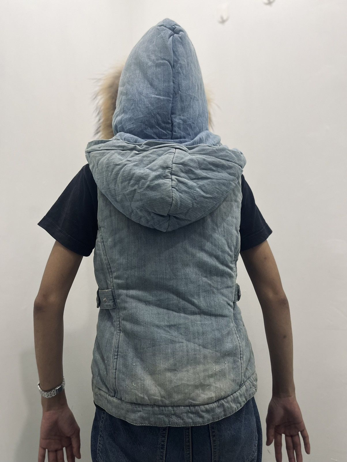 Japanese Brand Vest Denim Fur Double Hoodie by Backs Satisfaction Size US L / EU 52-54 / 3 - 9 Thumbnail