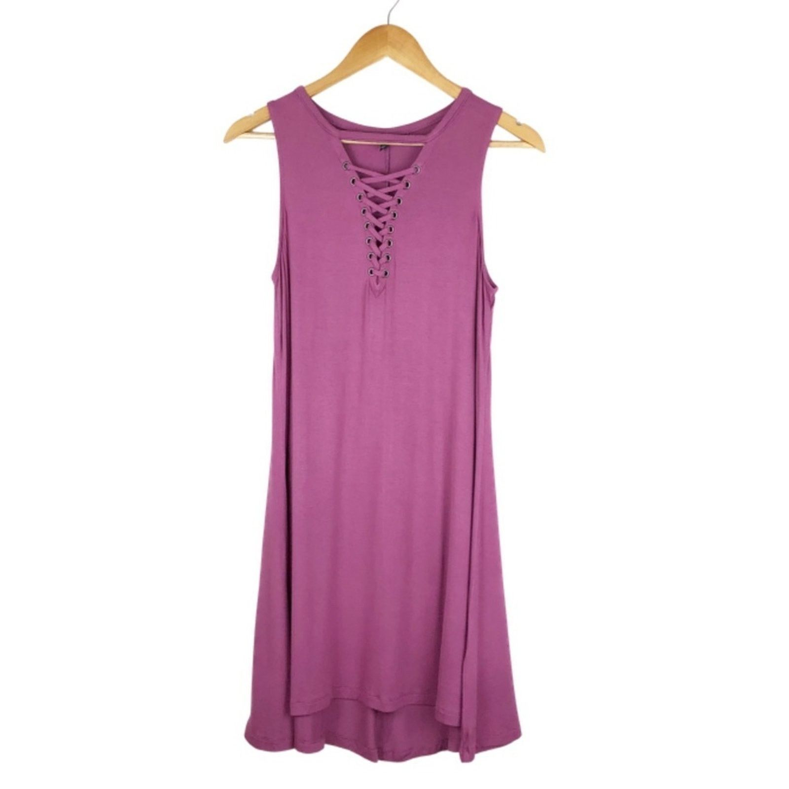Express Express Women’s Lace Up Trapeze Hem Purple Mini Dress Size M / US 6-8 / IT 42-44 - 1 Thumbnail