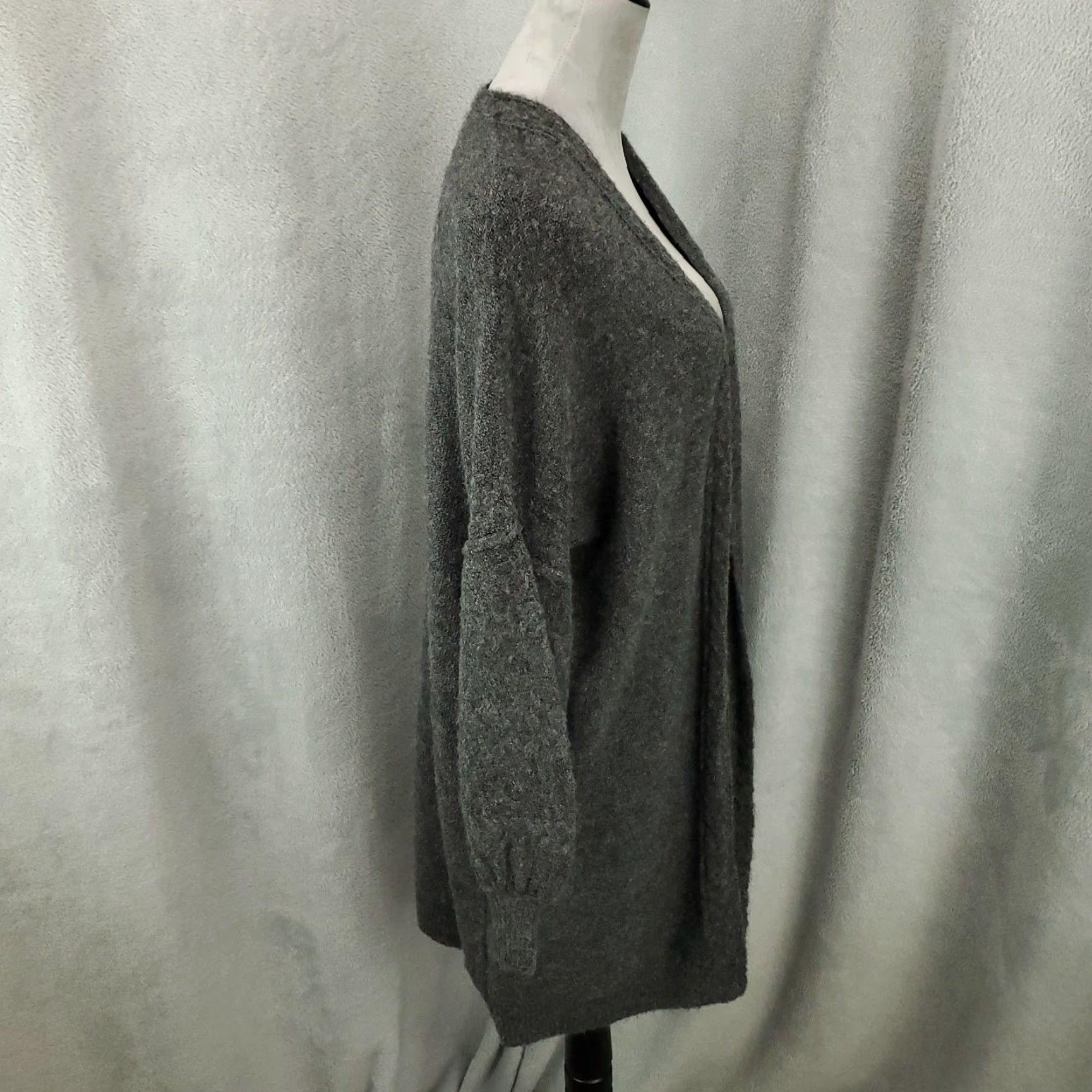 Vintage Max Studio Cardigan XS Gray Womens Oversized Open Front Balloon Sleeve NWT Size XS / US 0-2 / IT 36-38 - 2 Thumbnail