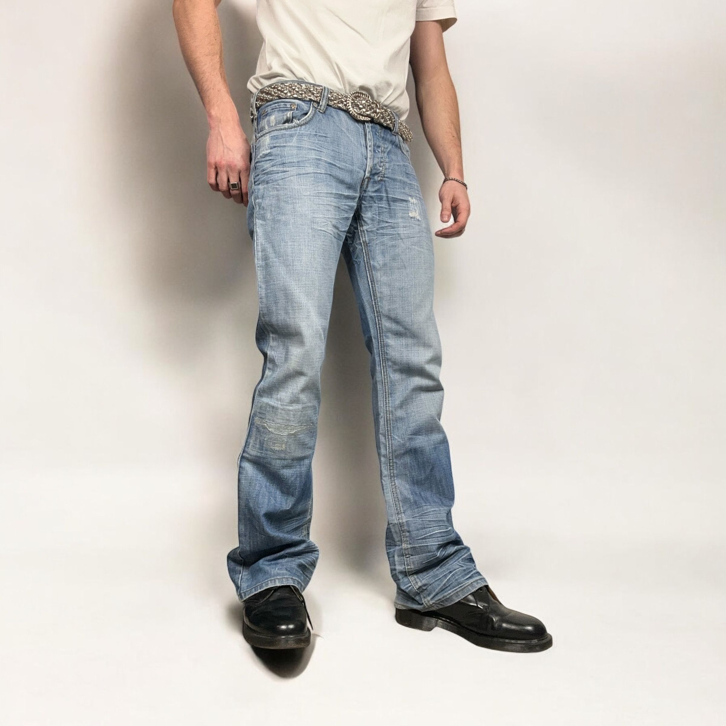 Japanese Brand × Vintage Vintage y2k Distressed Flare Denim Pants Jeans Baggy Size US 32 / EU 48 - 2 Thumbnail