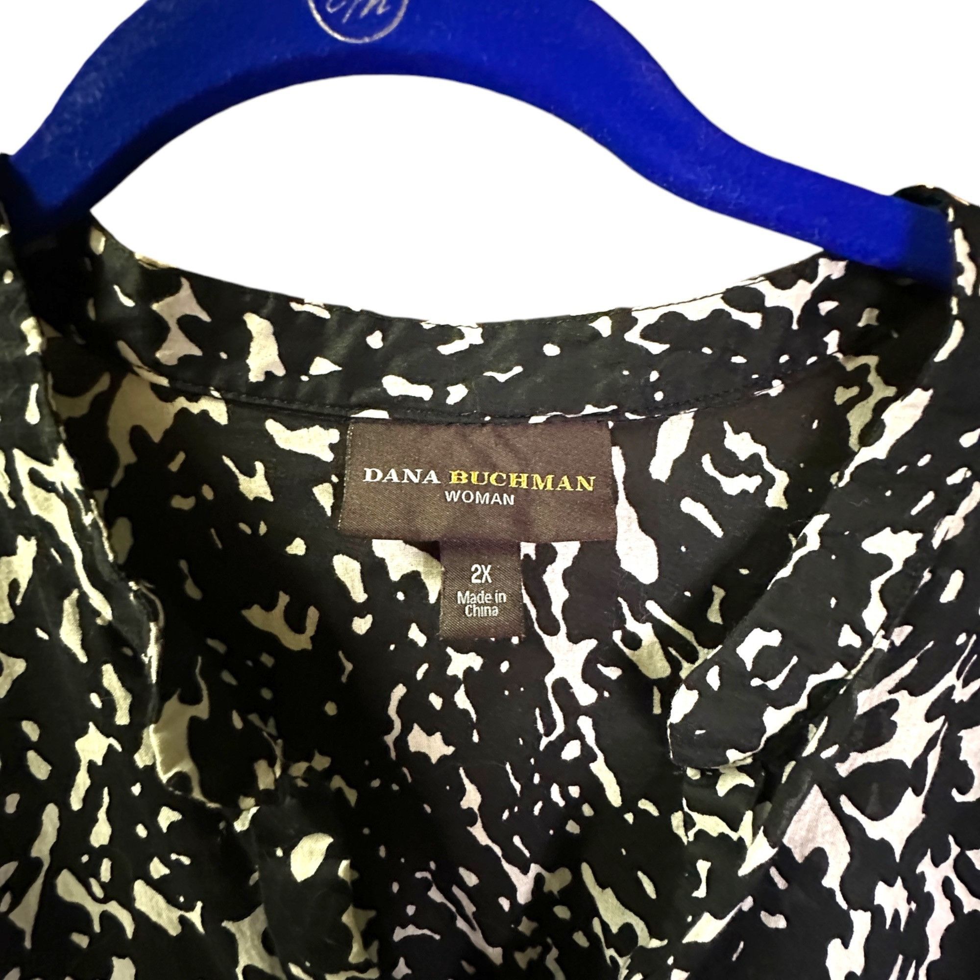 Designer Dana Buchman Womens 2X Black & White Print Blouse EUC Profes Size XXL / US 16-18 / IT 52-54 - 4 Thumbnail