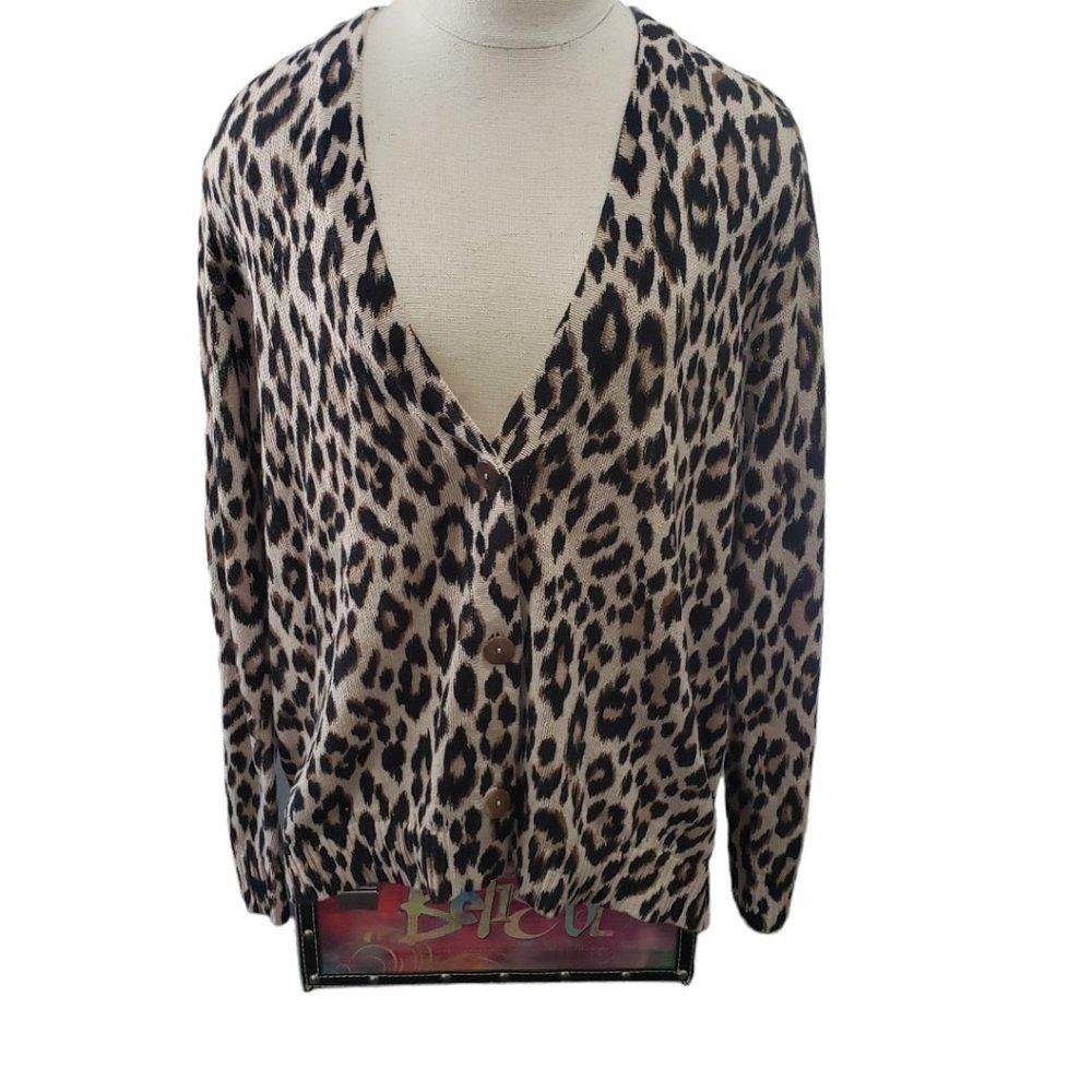 Chicos CT798 Chico's Animal Print Long Sleeve Button Cardigan L Size L / US 10 / IT 46 - 1 Thumbnail