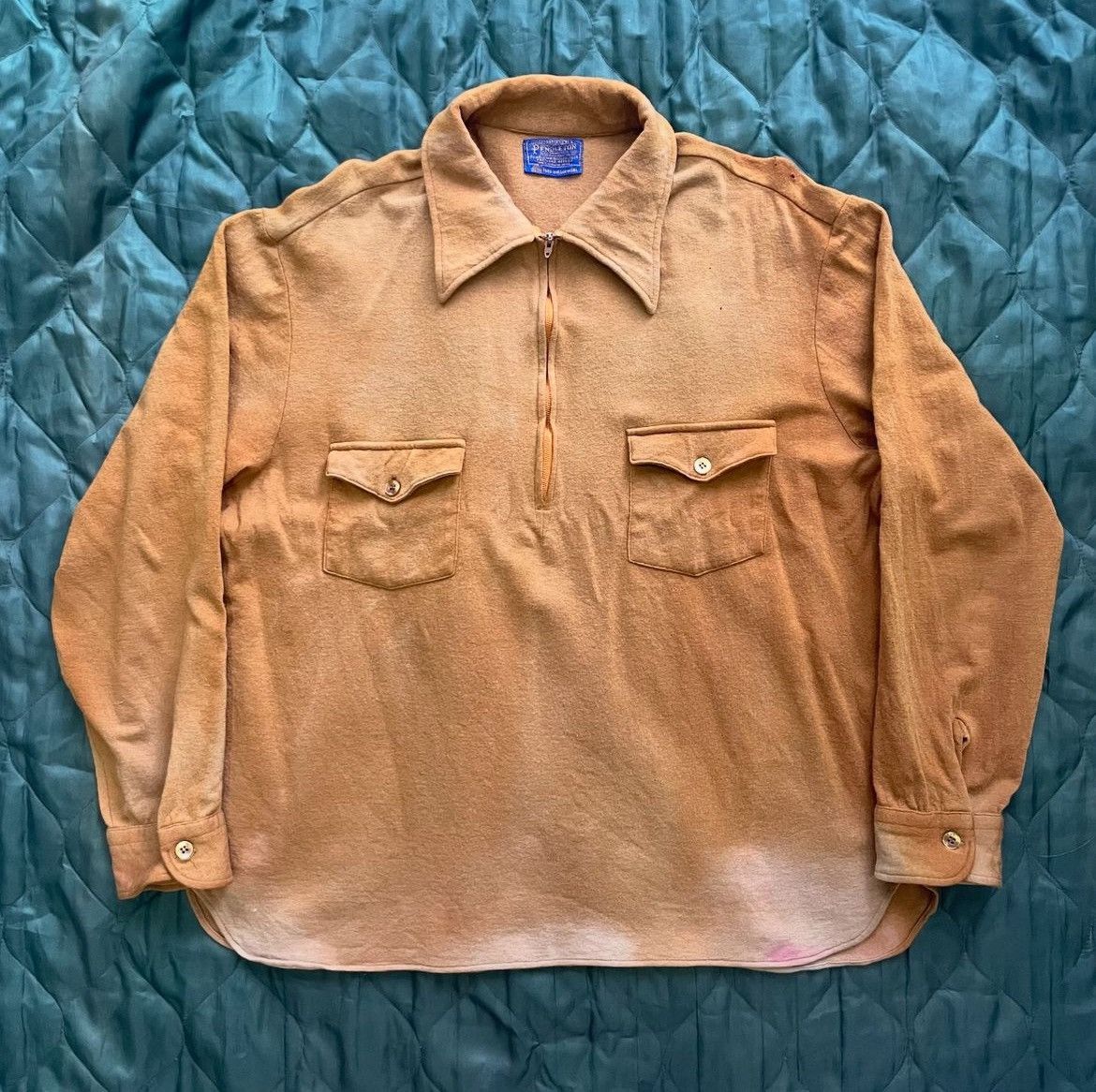 Pendleton × Vintage ☆ Vintage 70s Pendleton Half Zip Up 🧈 Size US L / EU 52-54 / 3 - 1 Thumbnail