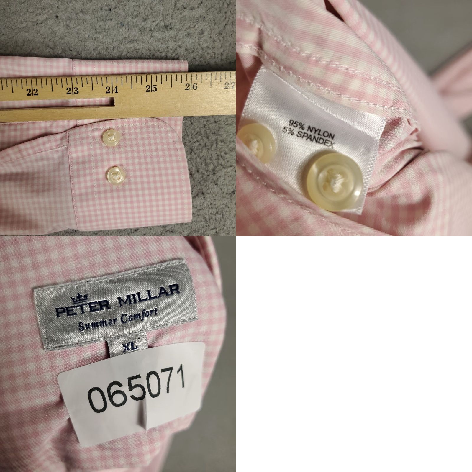Peter Millar Peter Millar Shirt Mens XL Pink Check Nylon Button Up Summer Comfort Size US XL / EU 56 / 4 - 8 Thumbnail