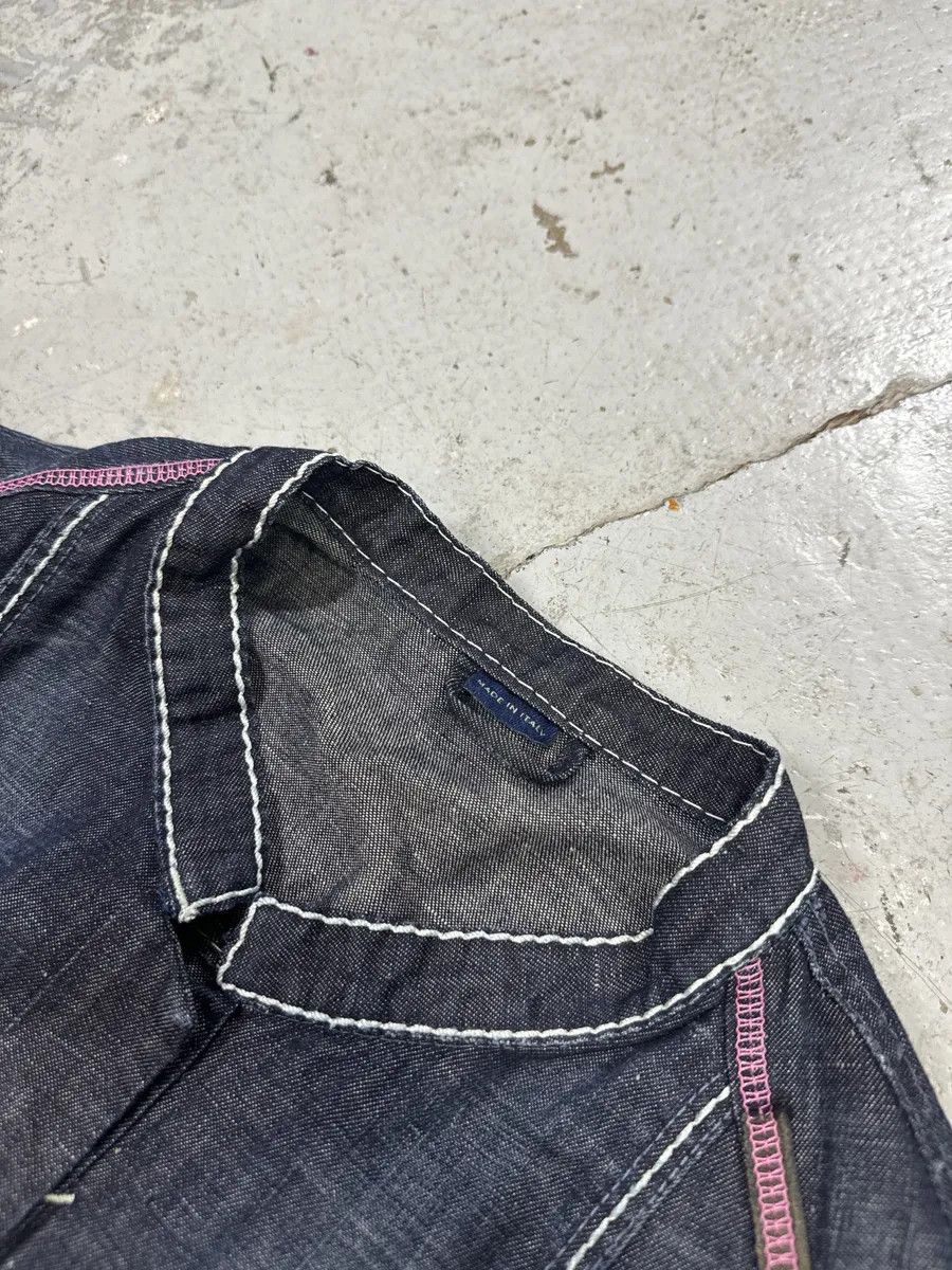 Marithe + Francois Girbaud 2000s Marithé + François Girbaud Navy Denim Distressed Jacket Size M / US 6-8 / IT 42-44 - 10 Thumbnail