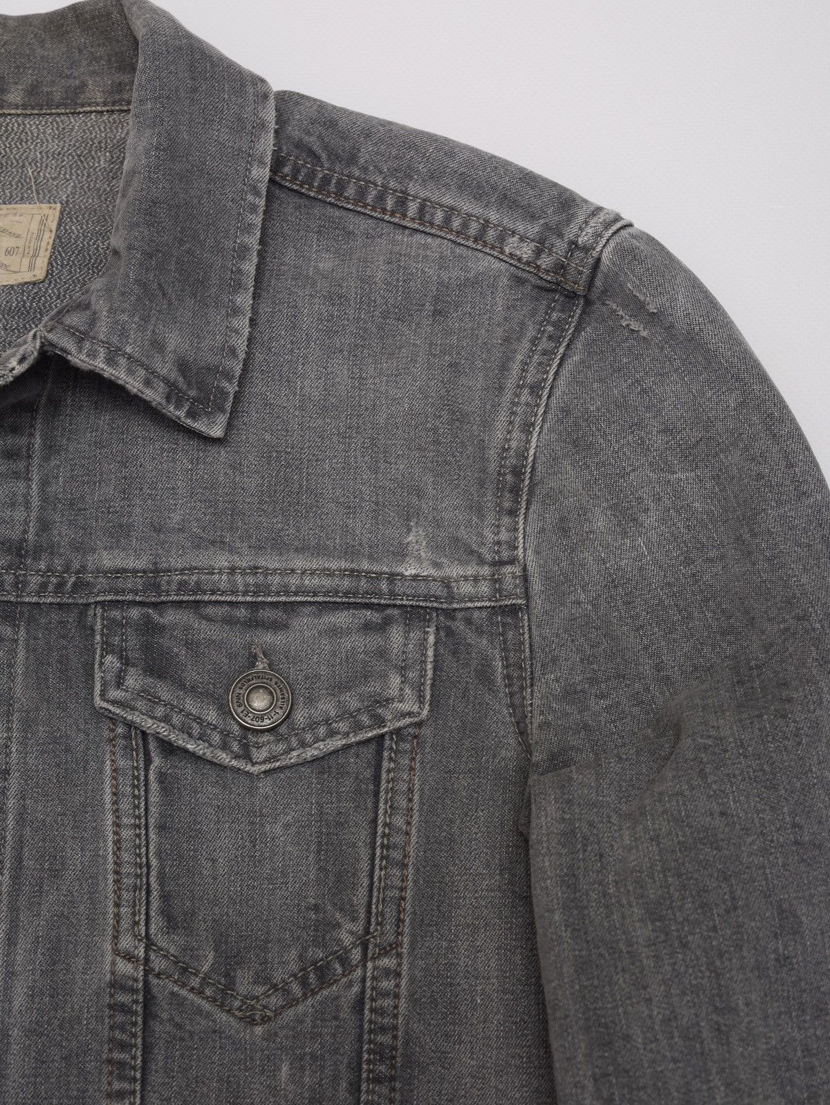 Allsaints Allsaints Keswick Denim Jacket Gray Distressed Style Size US S / EU 44-46 / 1 - 5 Thumbnail