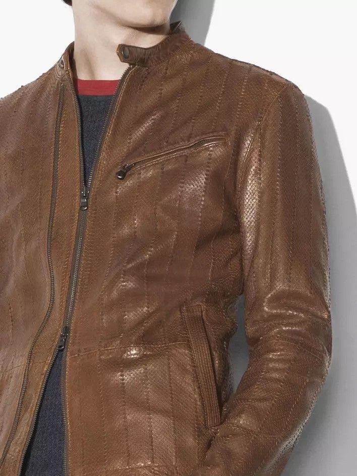 John Varvatos Laser cut leather racer jacket. Size medium Size US M / EU 48-50 / 2 - 3 Thumbnail