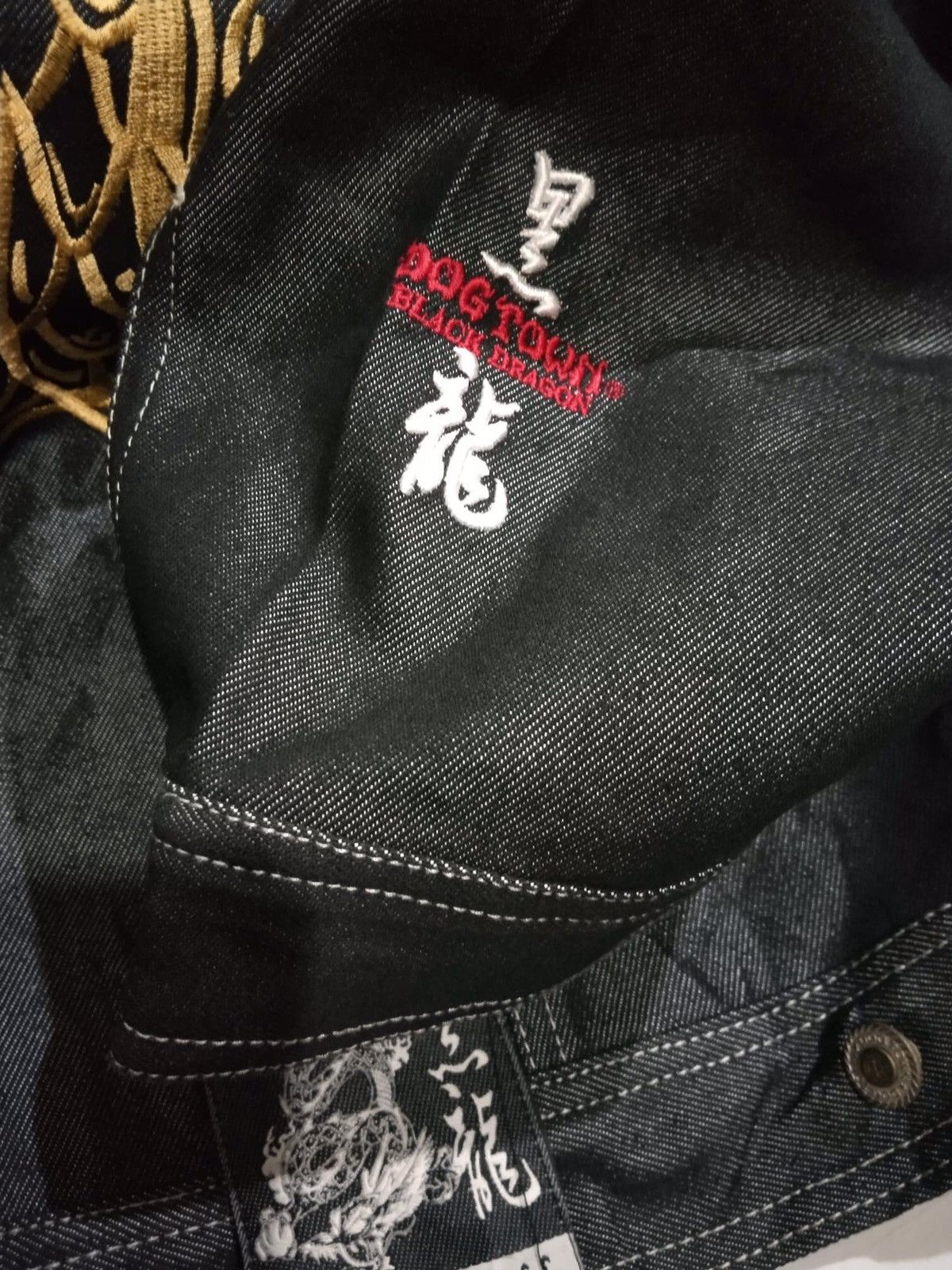 Dogtown 🔥🔥Vintage Dog Town Black Dragon Embroidery Oversized Denim Size US XL / EU 56 / 4 - 5 Thumbnail