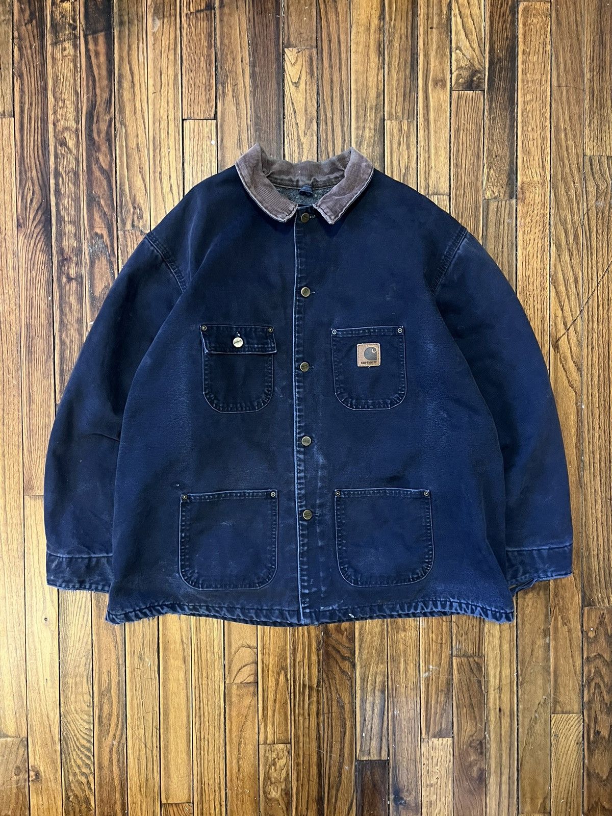 image of Carhartt Blanket Lined Navy Blue Chore Jacket XL C02 Mdt, Men's