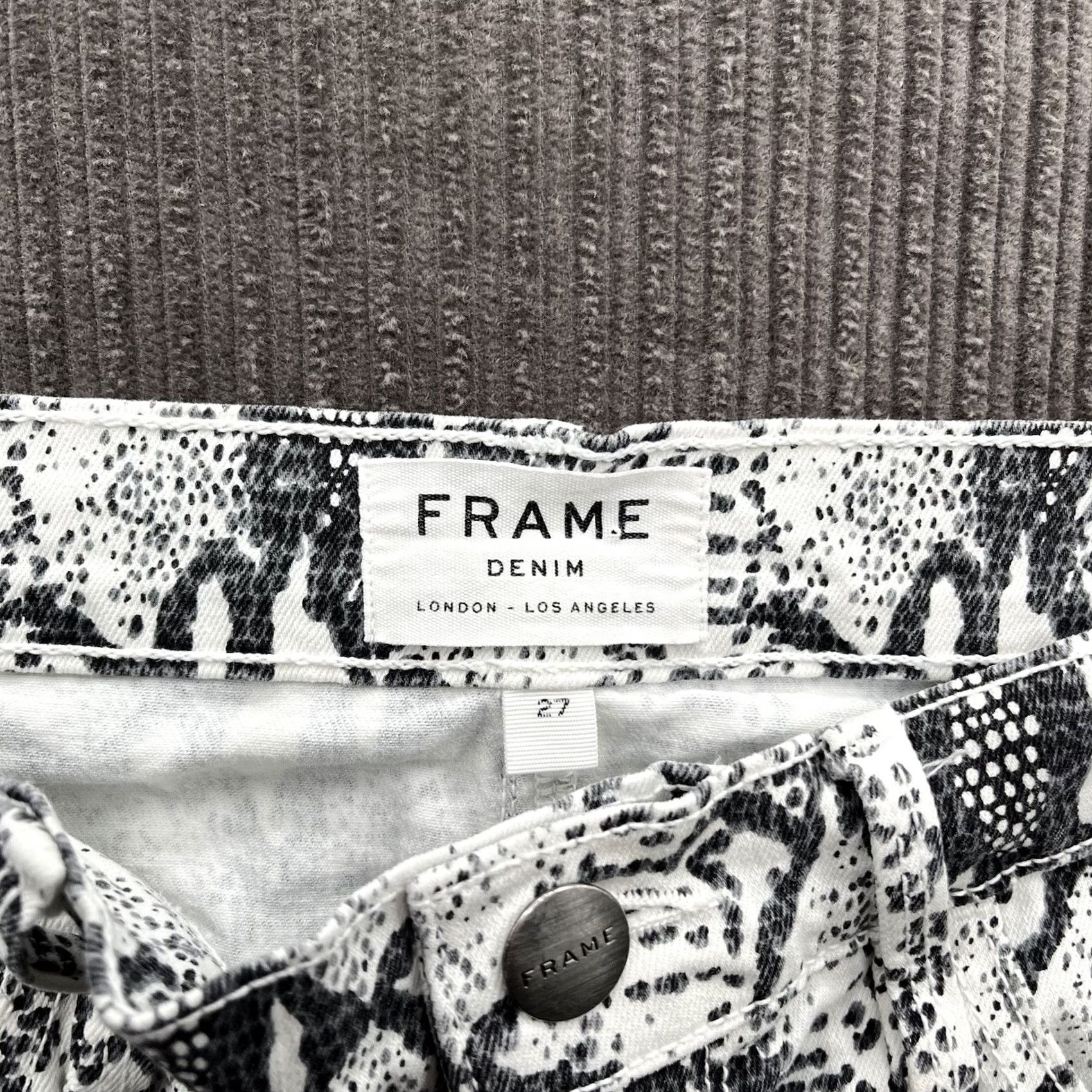 Frame FRAME Skirt Snakeskin Print Black & White Size 27 Cotton Denim Casual Party Womens Small Short Multicolor Spring Summer Fall - Size 27" / US 4 / IT 40 - 3 Thumbnail