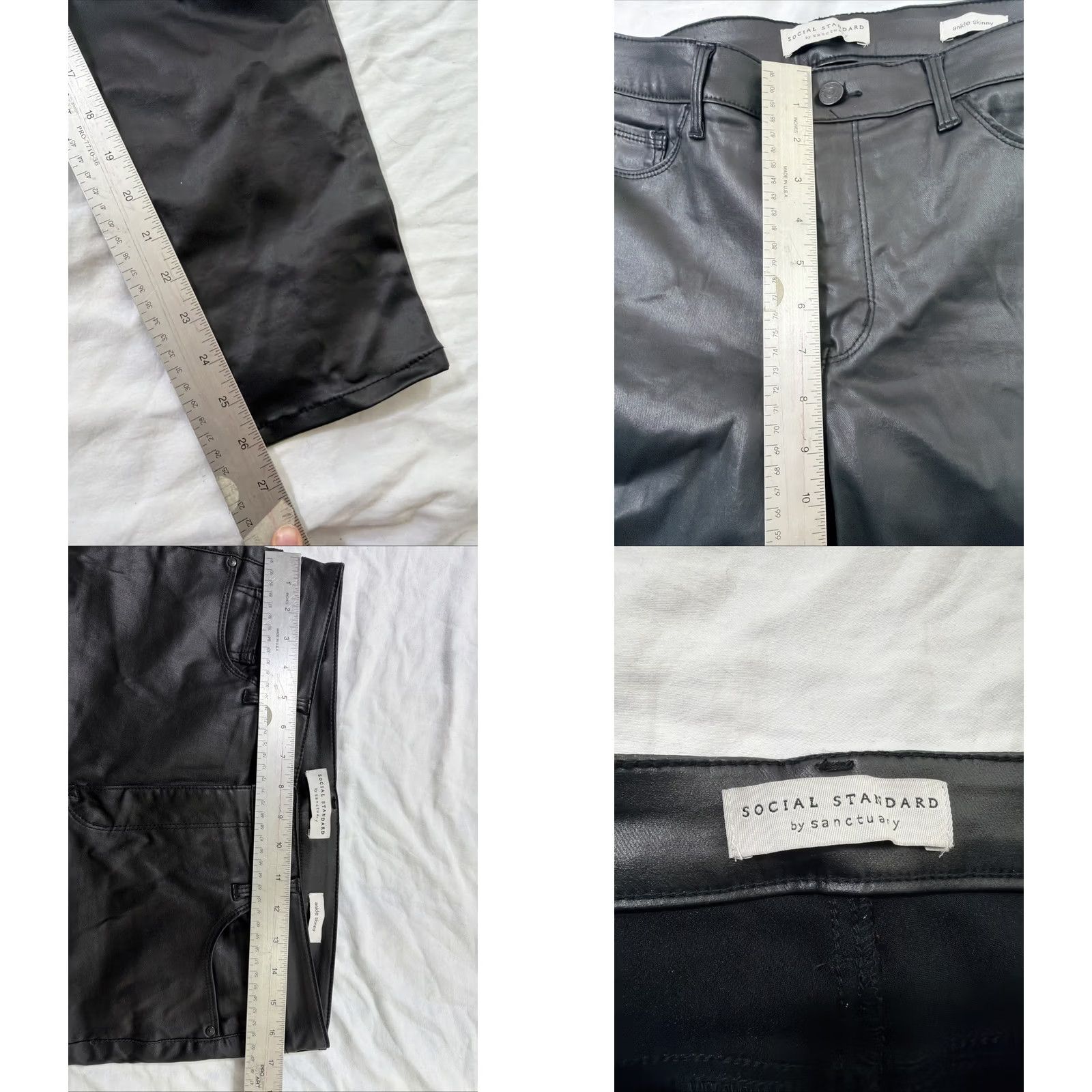 Sanctuary SOCIAL STANDARD by SANCTUARY Mid-Rise Ankle Skinny Coated Pants Black 12 Women Size 34" / US 12 / IT 48 - 8 Thumbnail