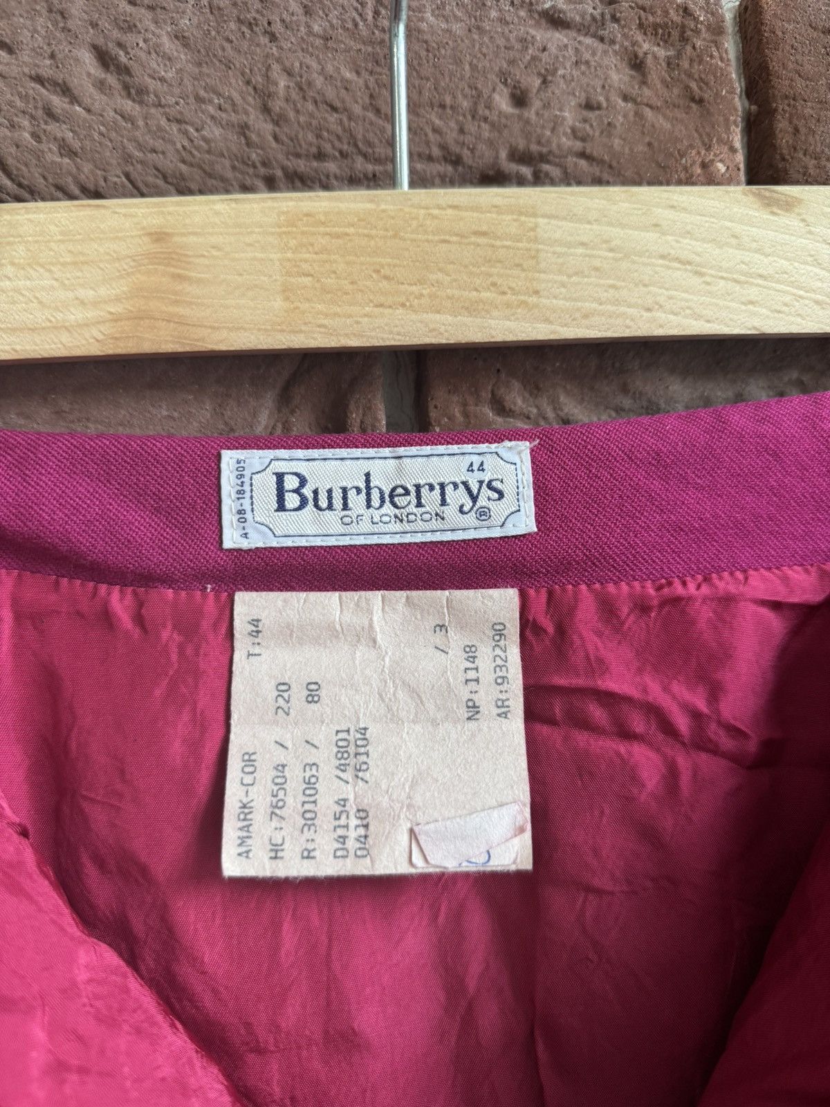Burberry Burberrys 80s Vintage Midi Wool Pencil Skirt Pink 44 Size 30" / US 8 / IT 44 - 5 Thumbnail