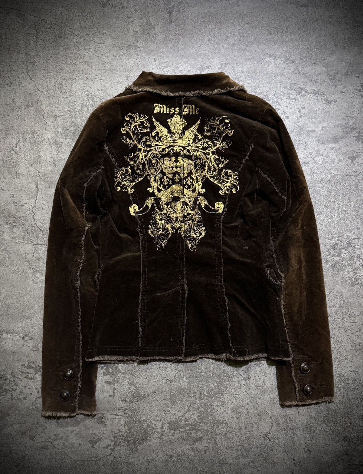 Hysteric Glamour Miss me Skull Brown Gold Foil Ifsixwasnine Velvet Blazer Size S / US 4 / IT 40 - 2 Thumbnail