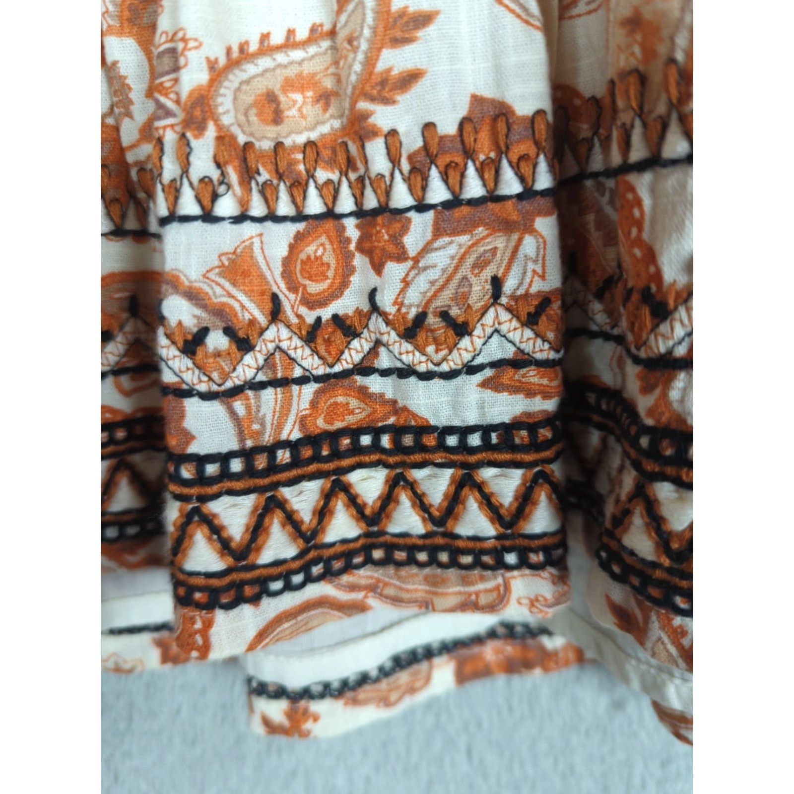 Anthropologie Anthropologie Blouse womens Multicolor Floral Puff Sleeve Boho Crochet? (Note: "Crochet" not in title) Size M / US 6-8 / IT 42-44 - 3 Thumbnail