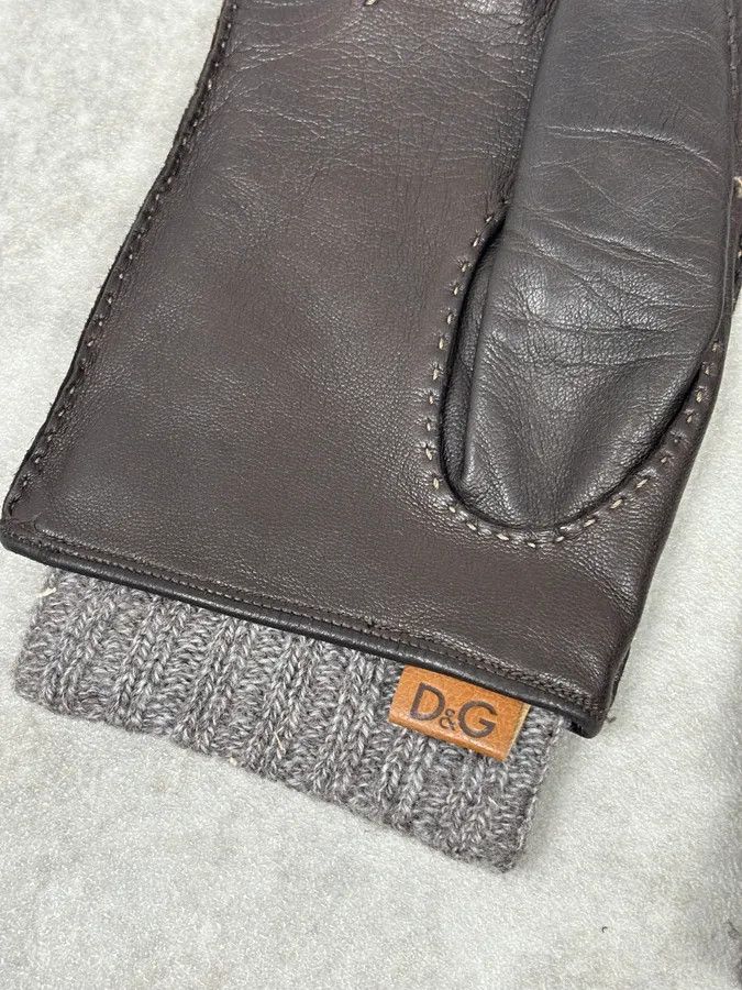 Dolce & Gabbana AW2006 Dolce & Gabbana Black Leather & Grey Wool Gloves Size ONE SIZE - 8 Thumbnail