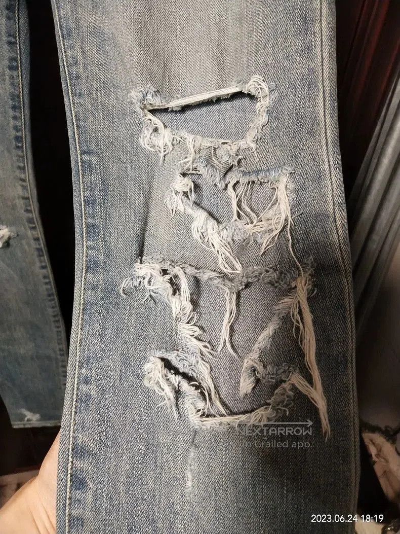 Saint Laurent Paris SLP Blue Distressed Denim Jeans. Size US 30 / EU 46 - 3 Thumbnail