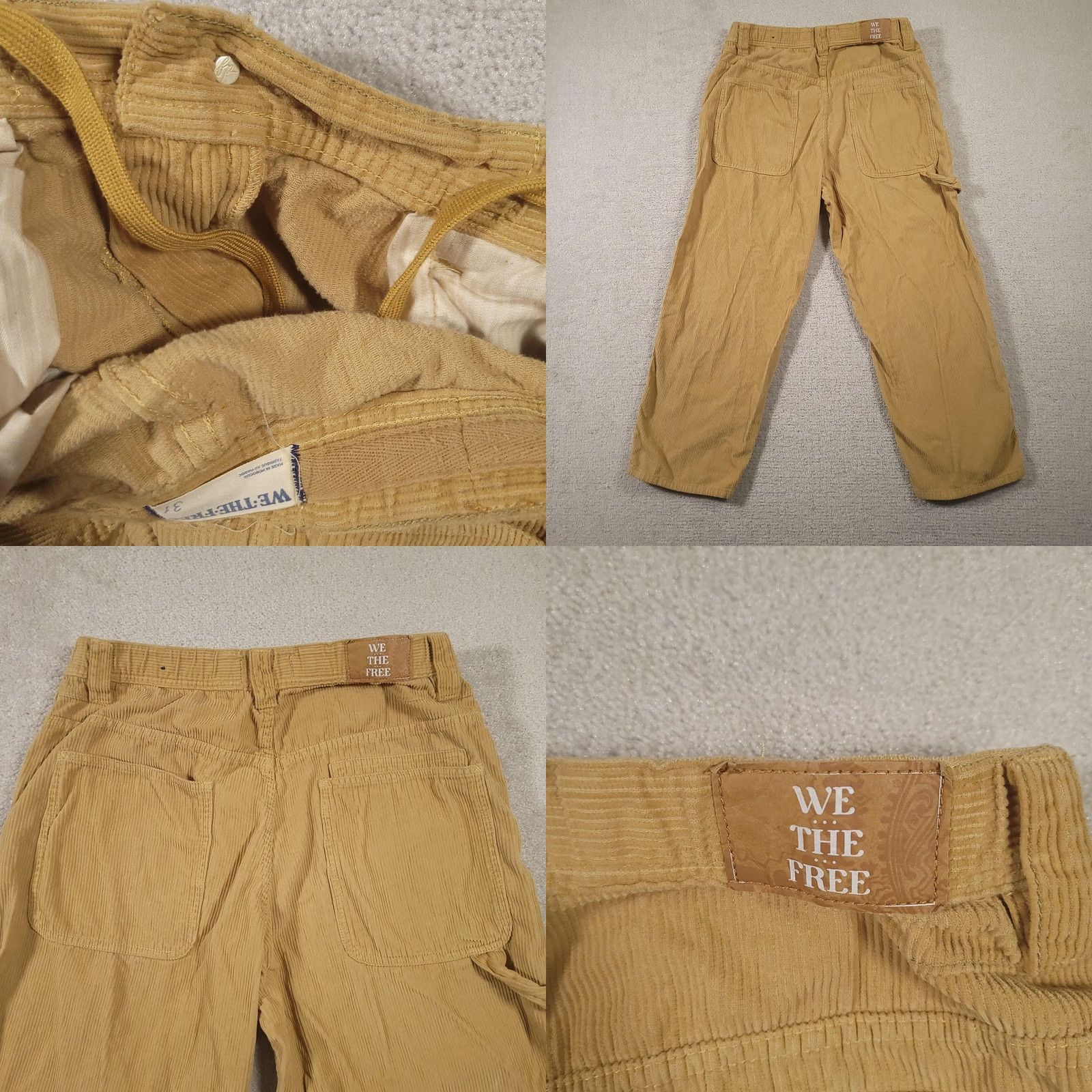 Vintage VINTAGE We The Free Faye Pants Womens 31 Tan Corduroy Low Slung Boyfriend Carpenter Size 24" / US 00 / IT 34 - 9 Thumbnail