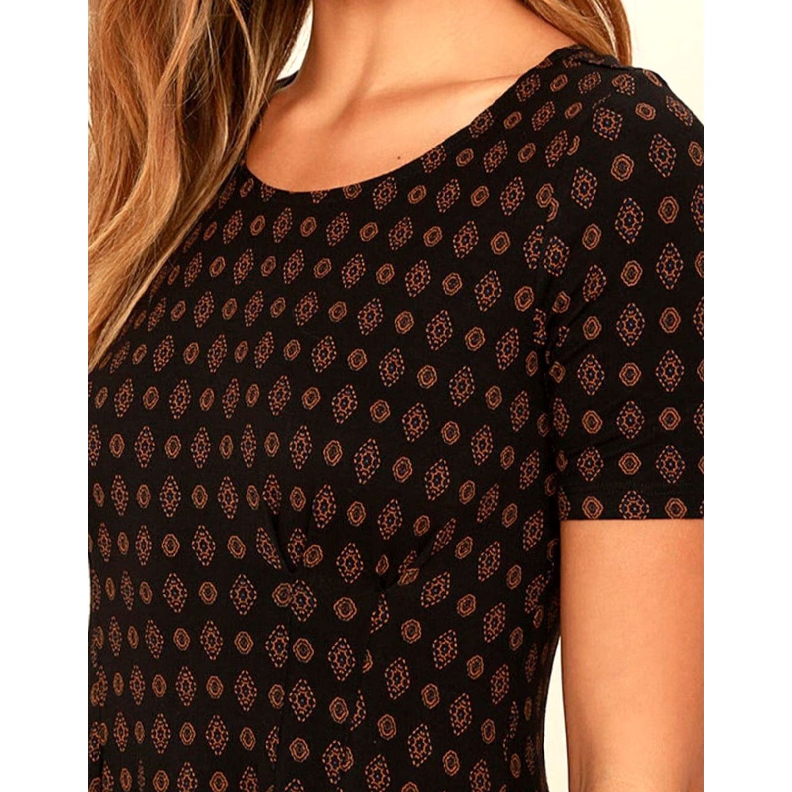 RVCA NWT RVCA Women’s Sylas Dress Short Sleeve Foulard Print Sz S Black Jersey Knit A-Line Casual Womens Size 28" / US 6 / IT 42 - 5 Thumbnail