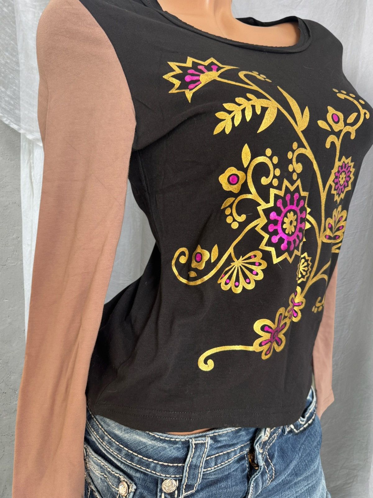 Japanese Brand 2000’s Aesthetic Vintage Y2K Floral Long Sleeve Top Size M / US 6-8 / IT 42-44 - 3 Thumbnail