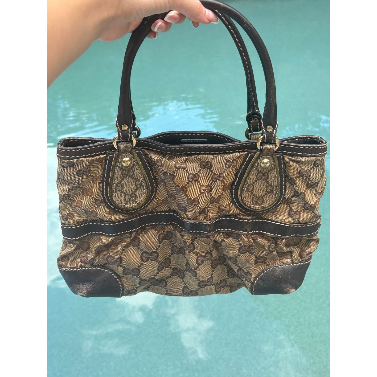 Gucci Gucci GG Brown Monogram Crystal Mix Handle Bag Size ONE SIZE - 2 Thumbnail