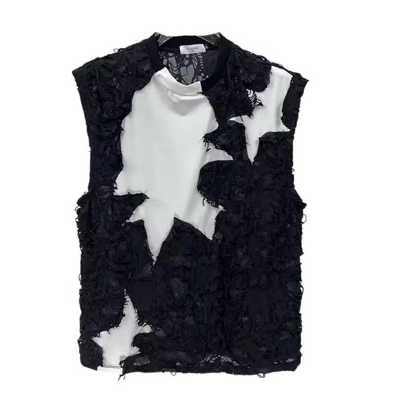 Vintage Patchwork Distressed Sleeveless Loose Star Elegant T Shirt Size US XL / EU 56 / 4 - 1 Thumbnail