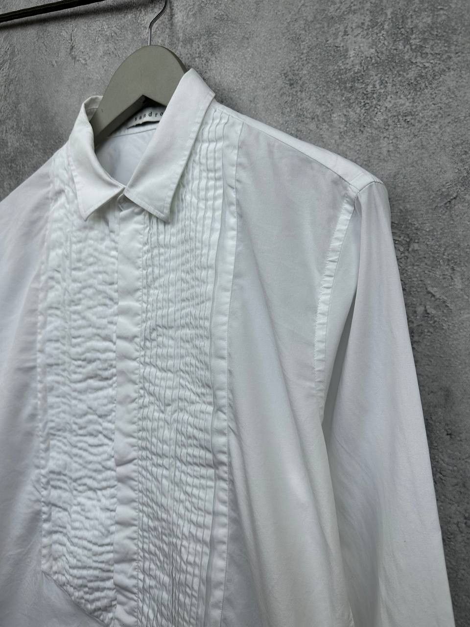Sandro Sandro Paris White Pleated Front Tuxedo Shirt 100% Cotton Size US M / EU 48-50 / 2 - 5 Thumbnail