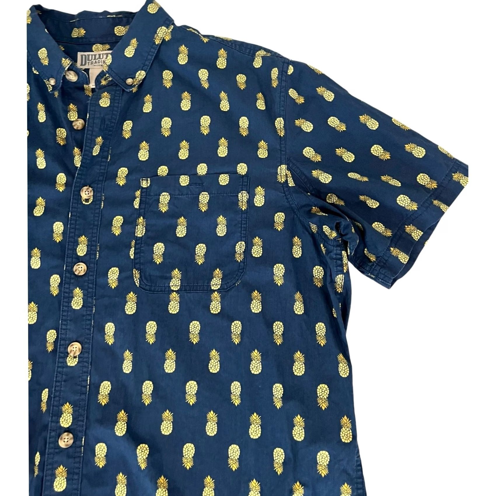Duluth Trading Company Duluth Pineapple Shirt Mens XL Blue Button-Down Short Sleeve Relaxed Cotton Shirt Mens XL Blue Pineapple Button-Down Short Sleeve Relaxed Fit Cotton Size US XL / EU 56 / 4 - 2 Thumbnail