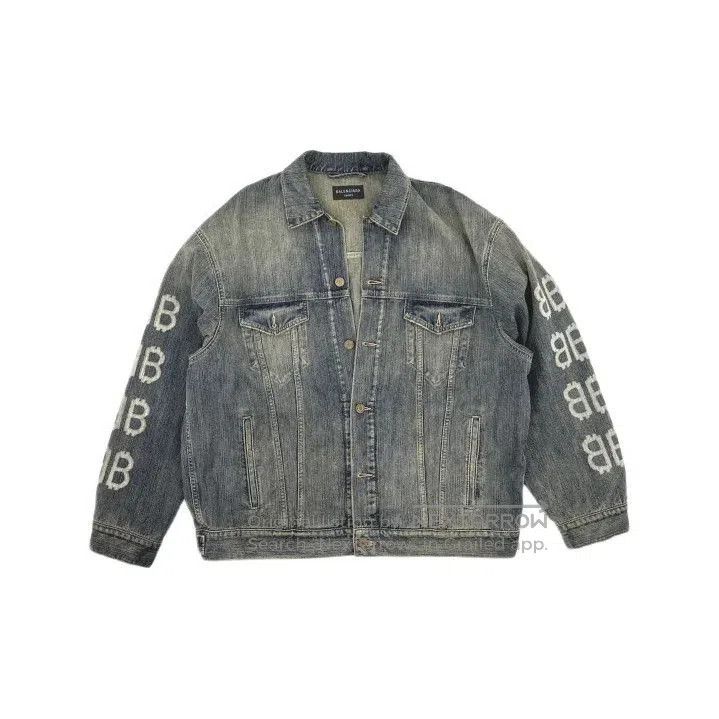 Balenciaga Balenciaga Indigo Denim Jacket with Logo Print. Size US S / EU 44-46 / 1 - 2 Thumbnail