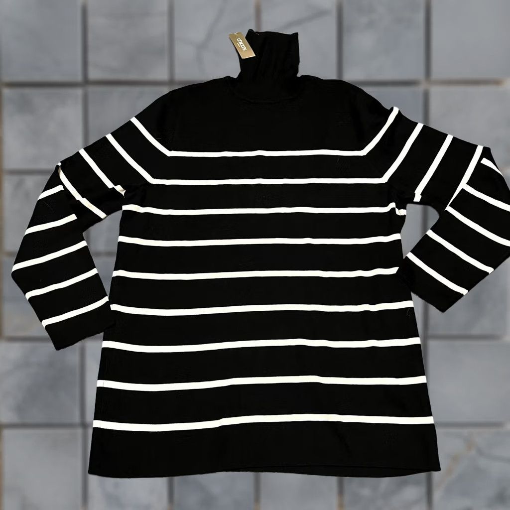 Vintage Chicos Sweater Womens 4 XXL Graphic Stripe Rachel Turtleneck Black Shirt Pullover Regular Womens Boys? Size XXL / US 16-18 / IT 52-54 - 1 Thumbnail