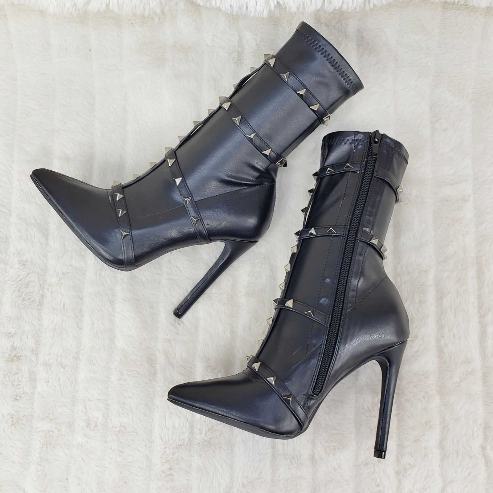 Other Mark Pyramid Stud Strap High Heel Pointy Toe Stretch Ankle B Size US 9 / IT 39 - 2 Thumbnail