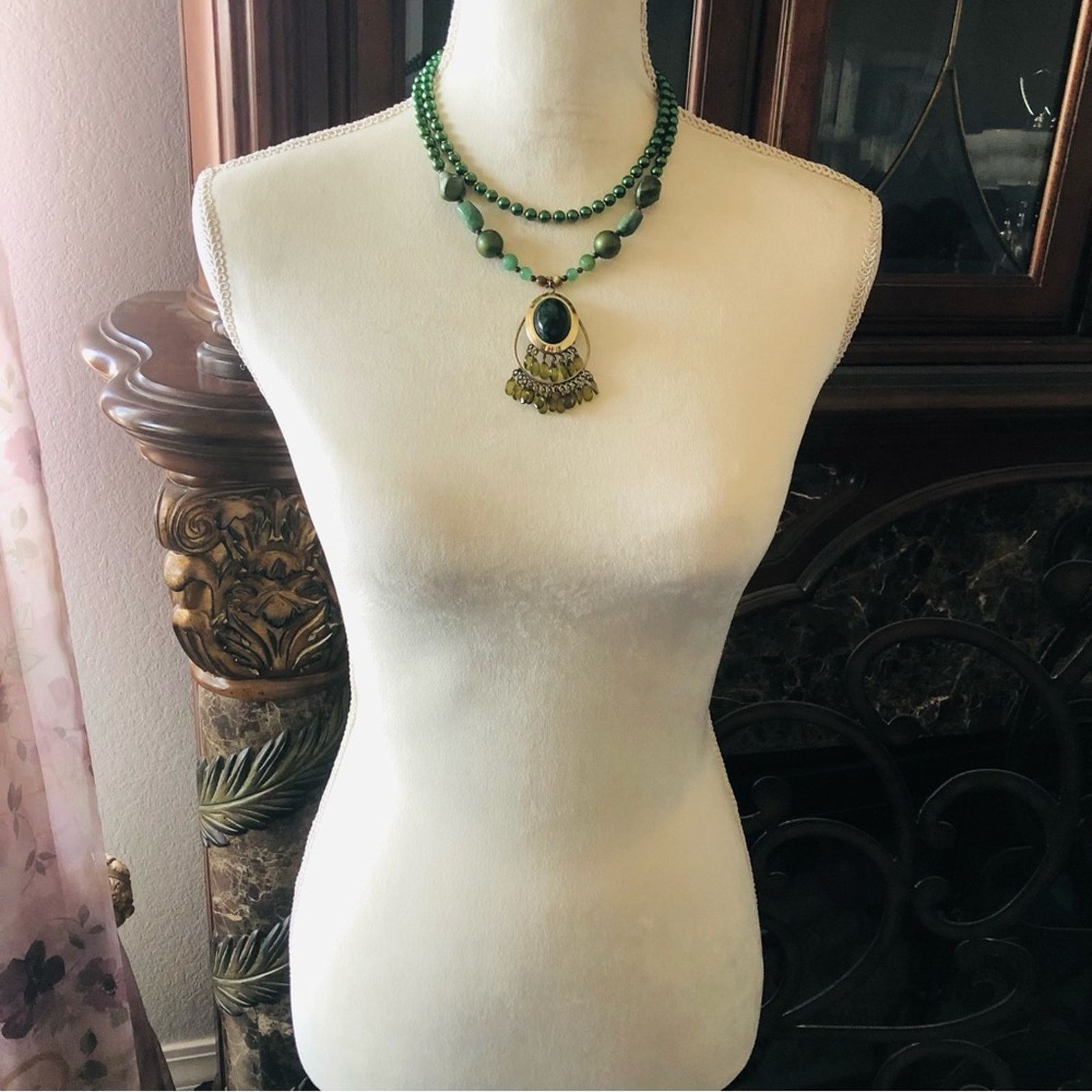 Handmade Handcrafted repurpose double strand aventurine necklace Size ONE SIZE - 6 Thumbnail