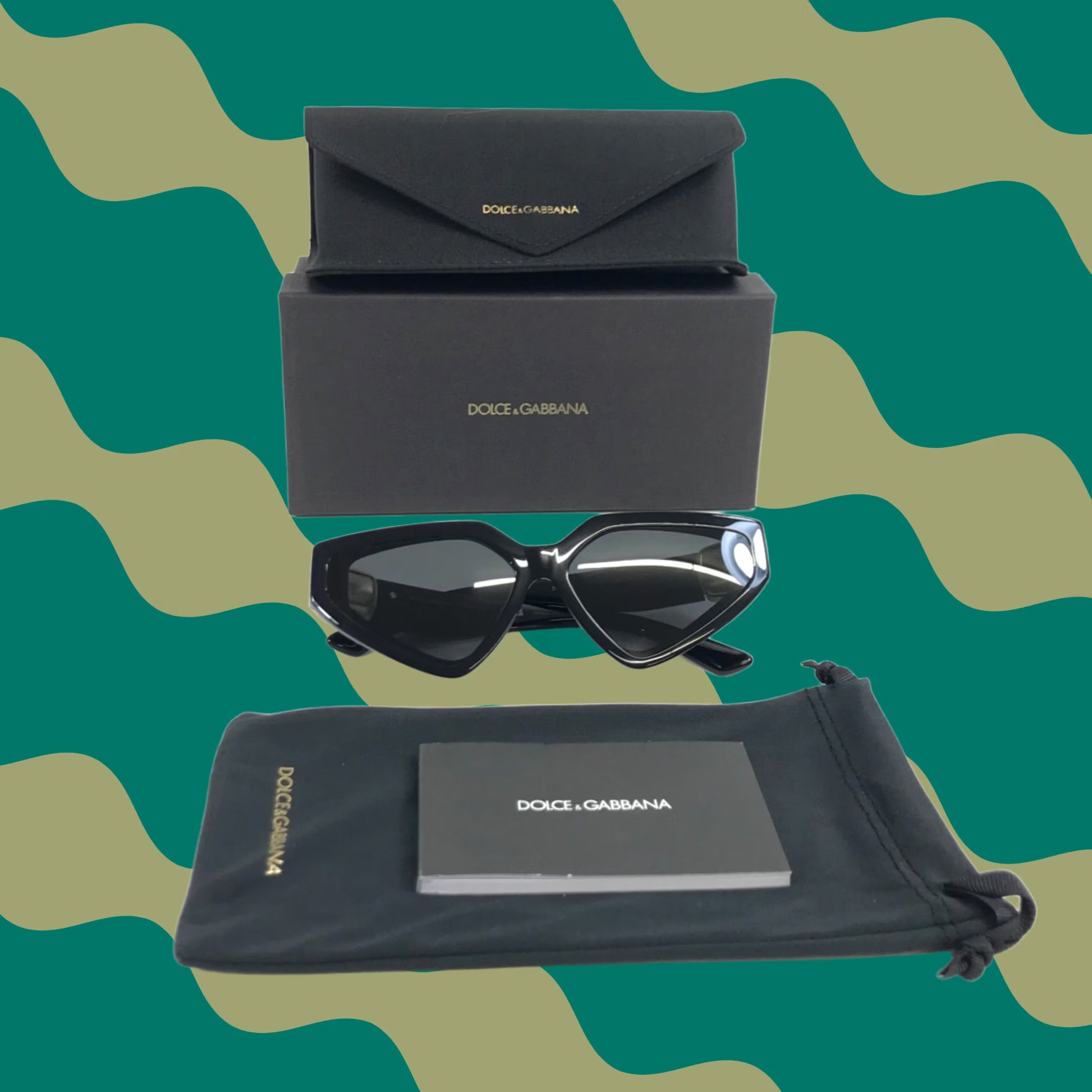 Dolce & Gabbana Dolce & Gabbana Sunglasses DG4469-F 501/87 Womens Oversized Cat Eye Black Gold Frames Dark Grey Lenses Size ONE SIZE - 1 Thumbnail