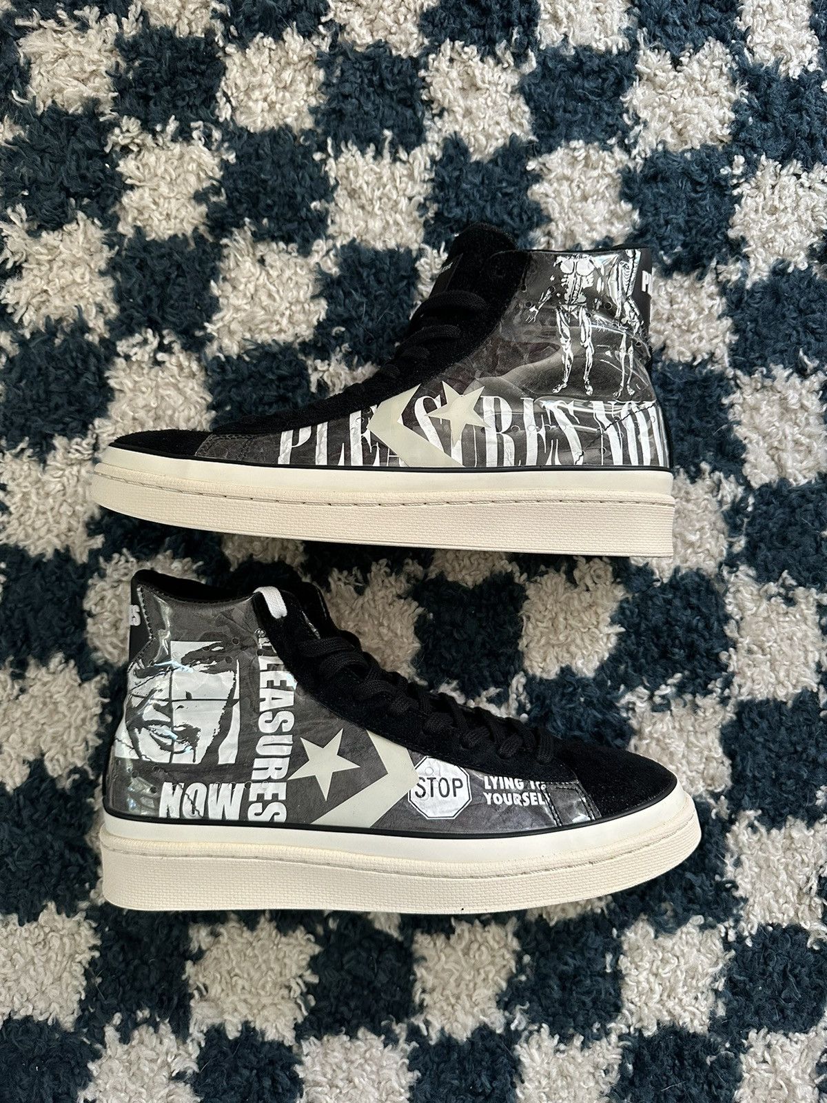 image of Converse x Pleasures Pro Leather Mid Size 11 Shoes in Black, Men's