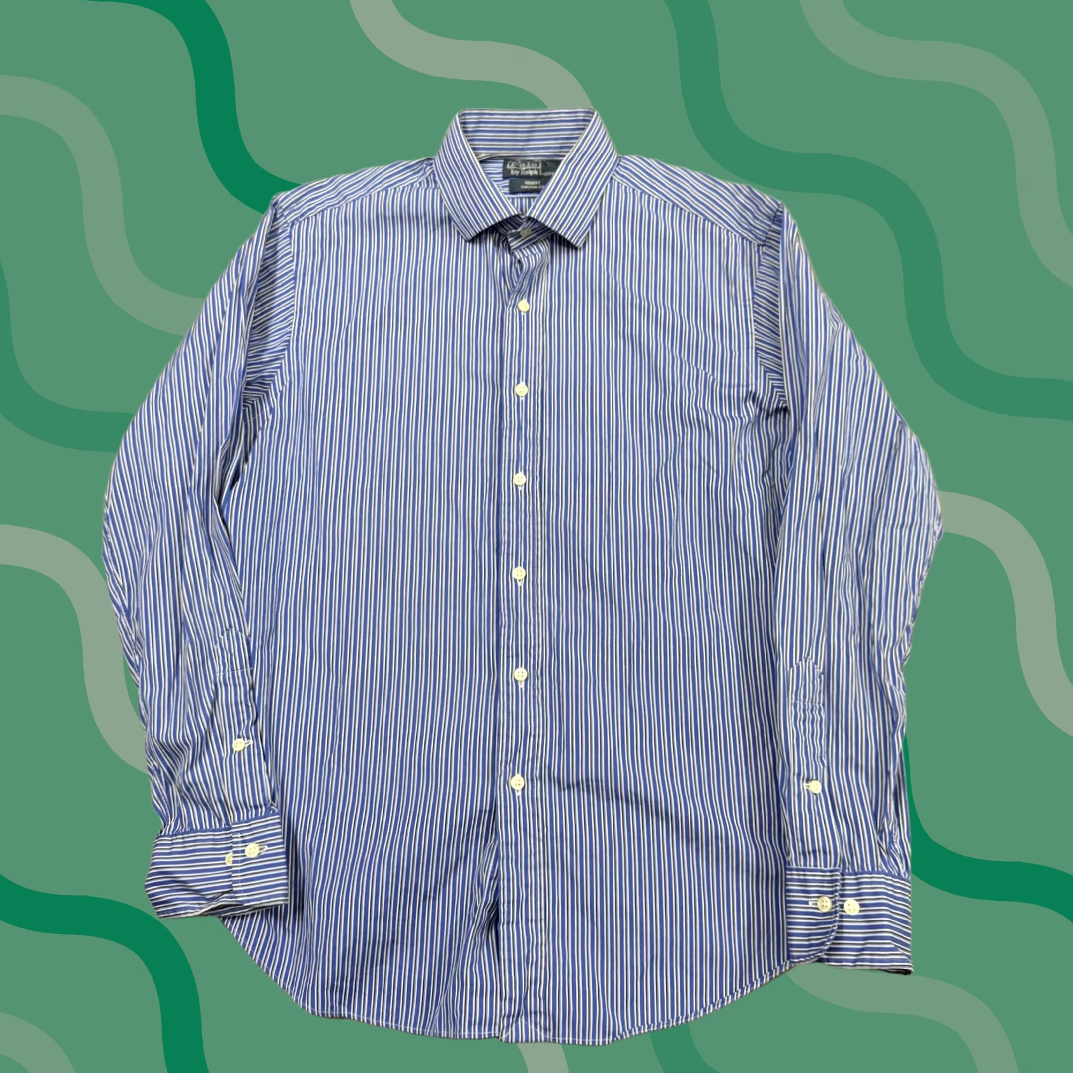Polo Ralph Lauren Polo Ralph Lauren Shirt Mens 16.5 34/35 Blue Stripe Regent Custom Fit Dress Shirt Slim Striped Collared Long Sleeve Mens Size 46R - 1 Thumbnail