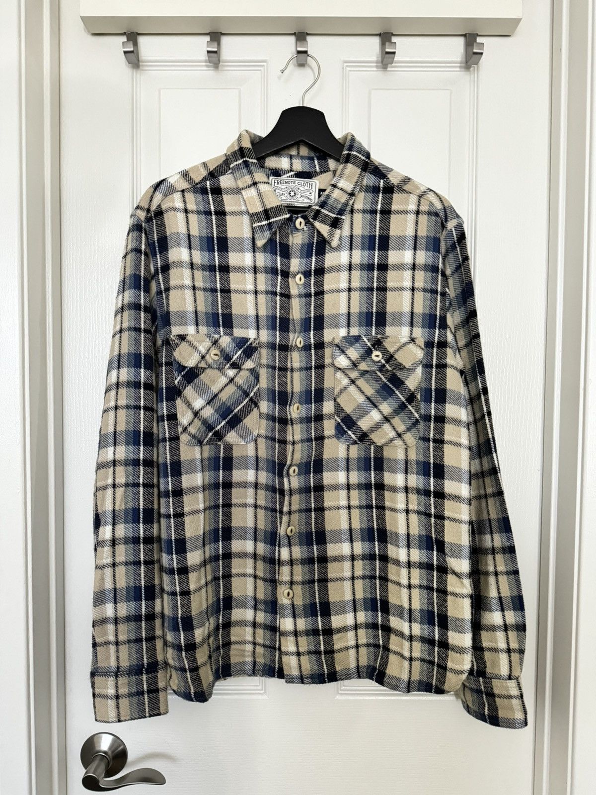 image of Freenote Cloth Sunrise Plaid Flannel Vuja De Alternative in Blue, Men's (Size Medium)