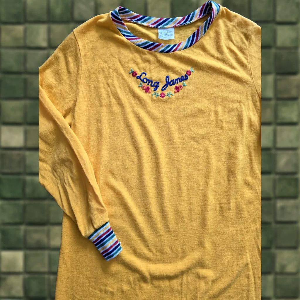 Vintage VINTAGE Yellow Long Nightgown Womens M Nighty 70s 80s J. C. Penney Cotton Blend Eveningwear Size ONE SIZE - 1 Thumbnail