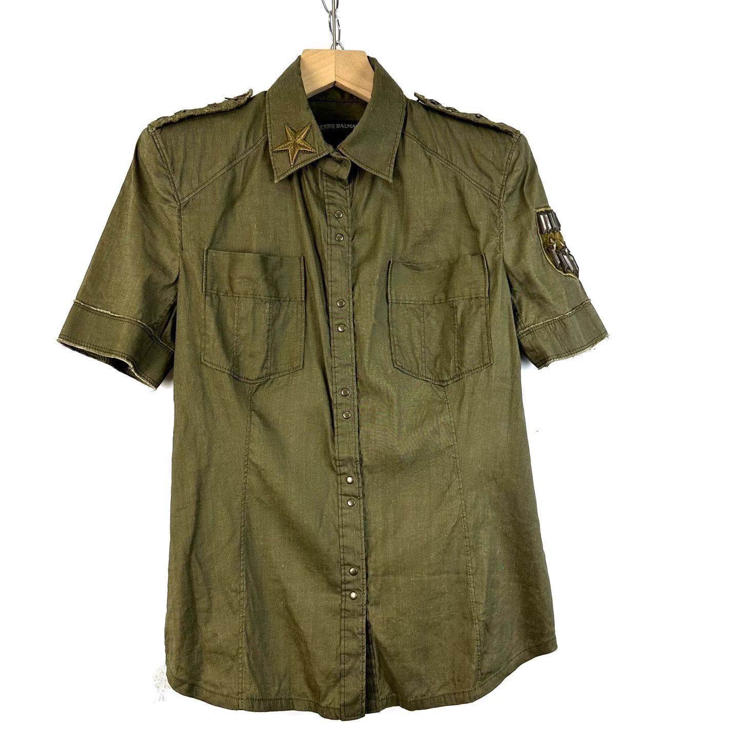 Pierre Balmain PIERRE BALMAIN Embroidered Star Shoulder Short Sleeve K12 Size XS / US 0-2 / IT 36-38 - 1 Thumbnail