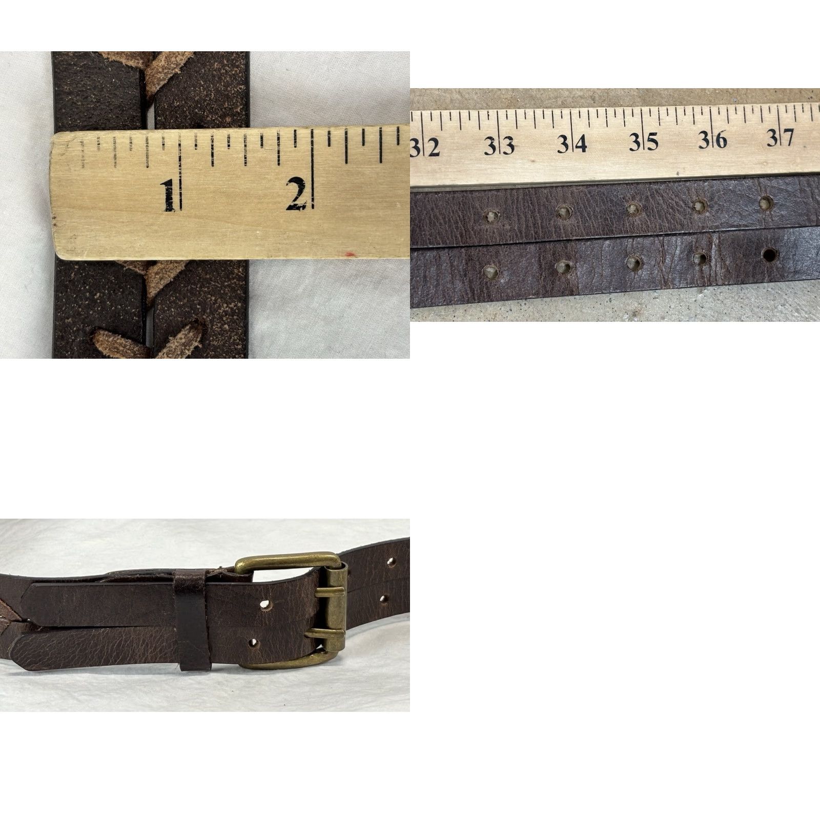 Doublet Unbranded Brown Leather Belt M 33”-37” Double Brass Prong Western Boho Cowboy Cowgirl Women Size ONE SIZE - 8 Thumbnail