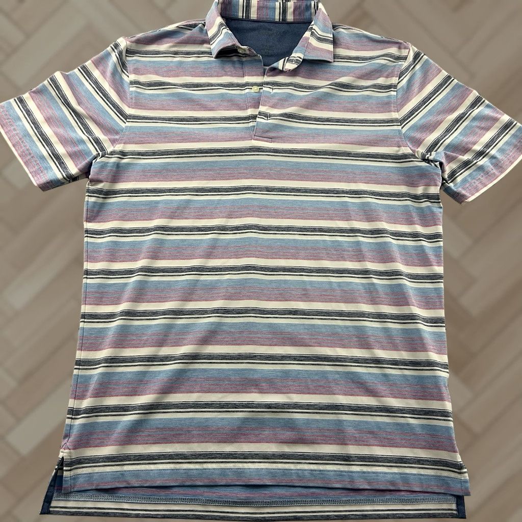 johnnie-O johnnie-O Short Sleeve Striped Golf Polo Shirt Men M Blue Pink Size US M / EU 48-50 / 2 - 1 Thumbnail