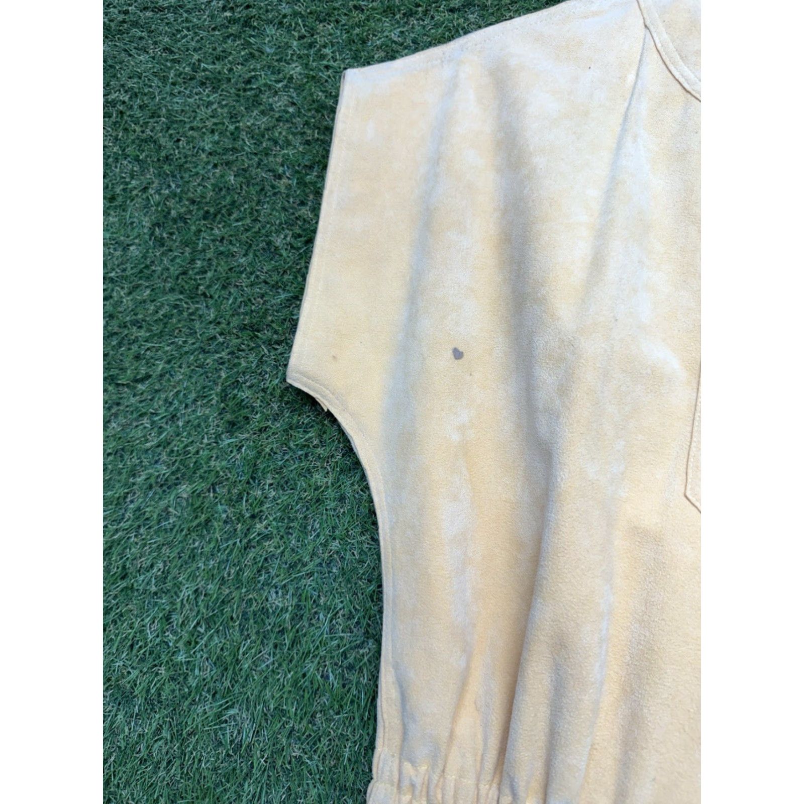 Vintage VINTAGE Moda International Dress Leather A-Line Dolman Sleeve Belted Midi Yellow 2 70s Womens Size XS / US 0-2 / IT 36-38 - 4 Thumbnail