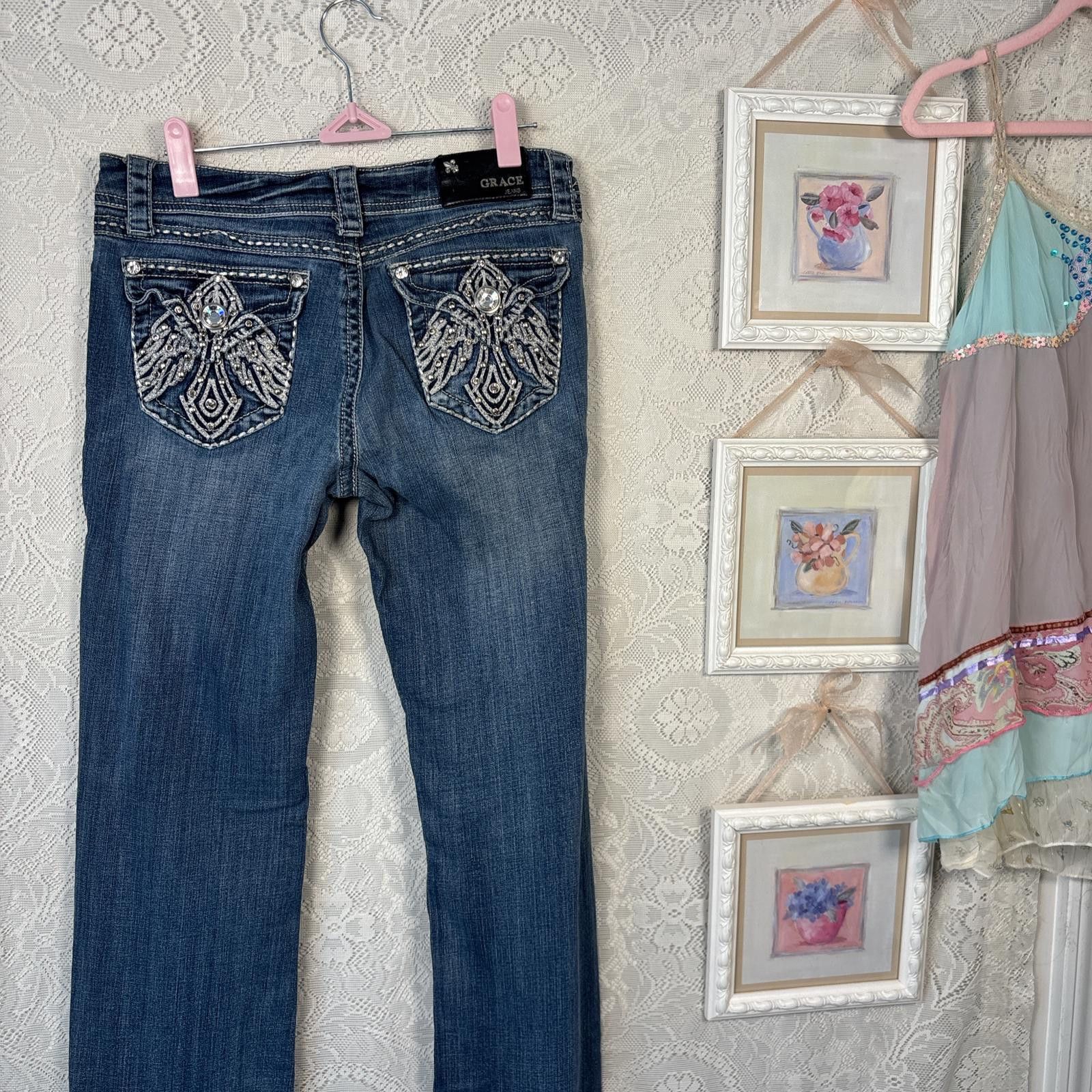 Other y2k miss me inspired embroidered flare jeans Size 28" / US 6 / IT 42 - 3 Thumbnail
