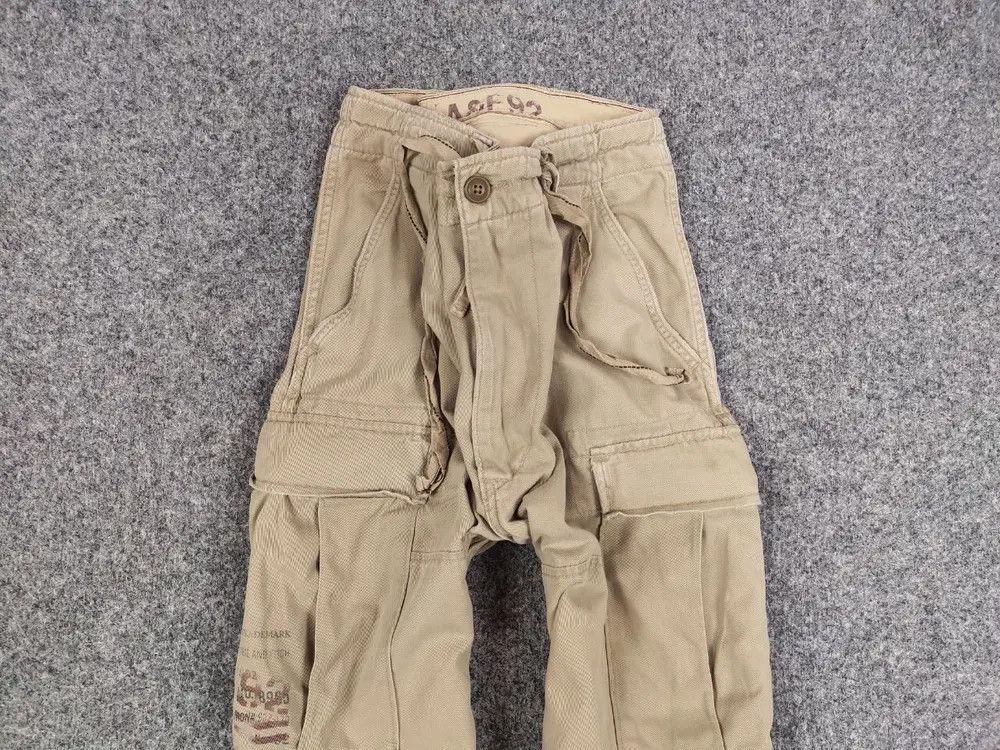 Japanese Brand Vintage 90's Japanese Baggy cargo Beige cotton Pants Hype Size US 34 / EU 50 - 2 Thumbnail