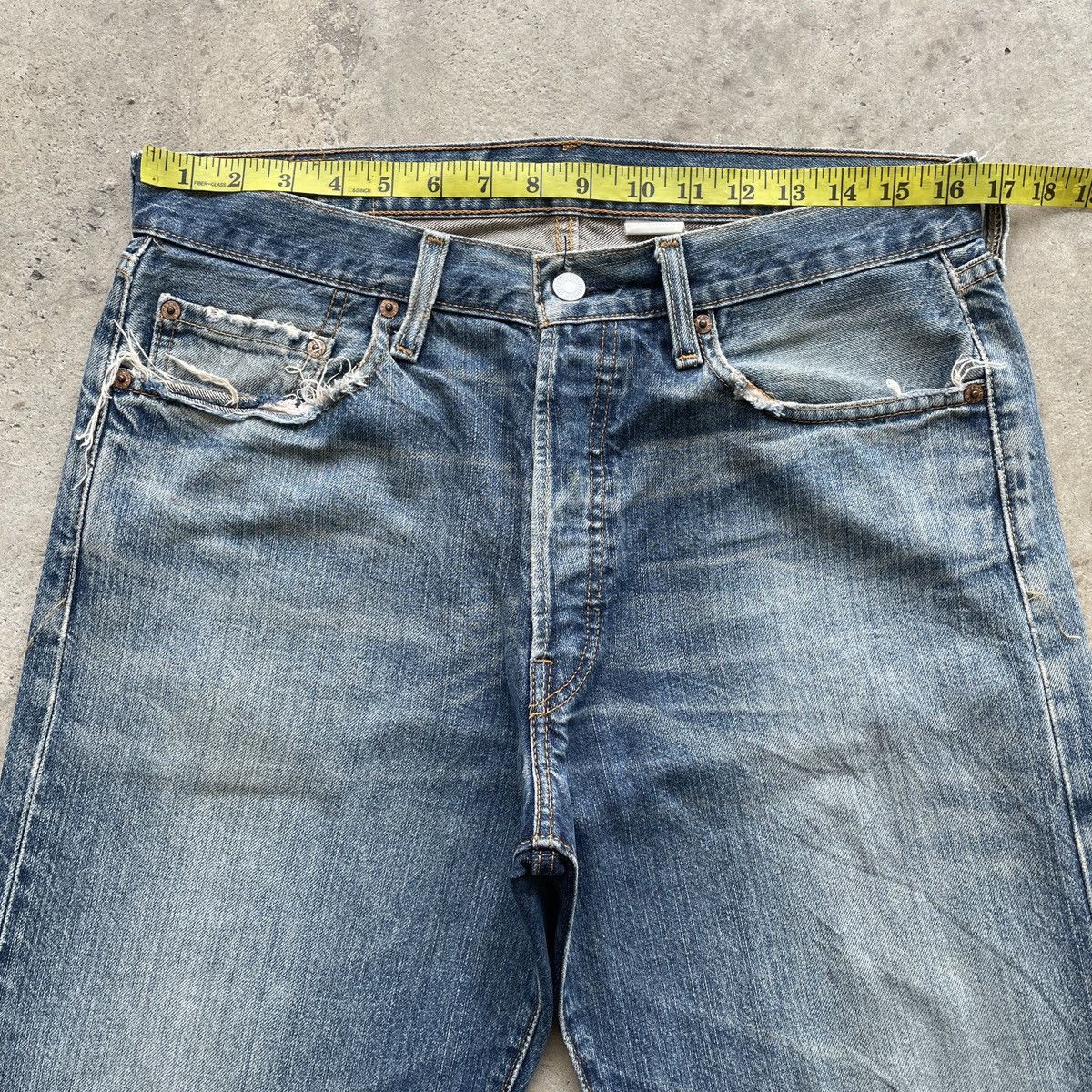 Levi's Vintage Clothing Vintage Levi’s 501 Ripped Faded Jeans Distressed Denim Pants Size US 33 - 5 Thumbnail