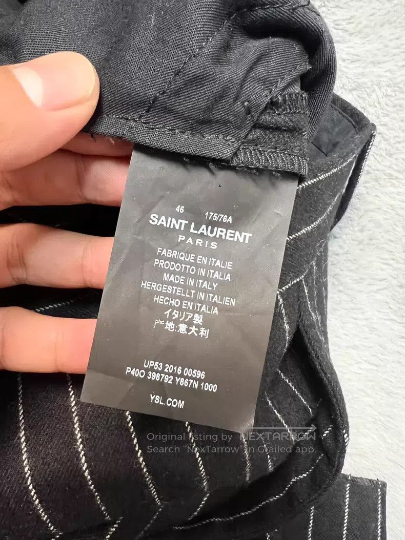 Saint Laurent Paris Saint Laurent Paris Silver Striped Wool Trousers Size US 30 / EU 46 - 4 Thumbnail
