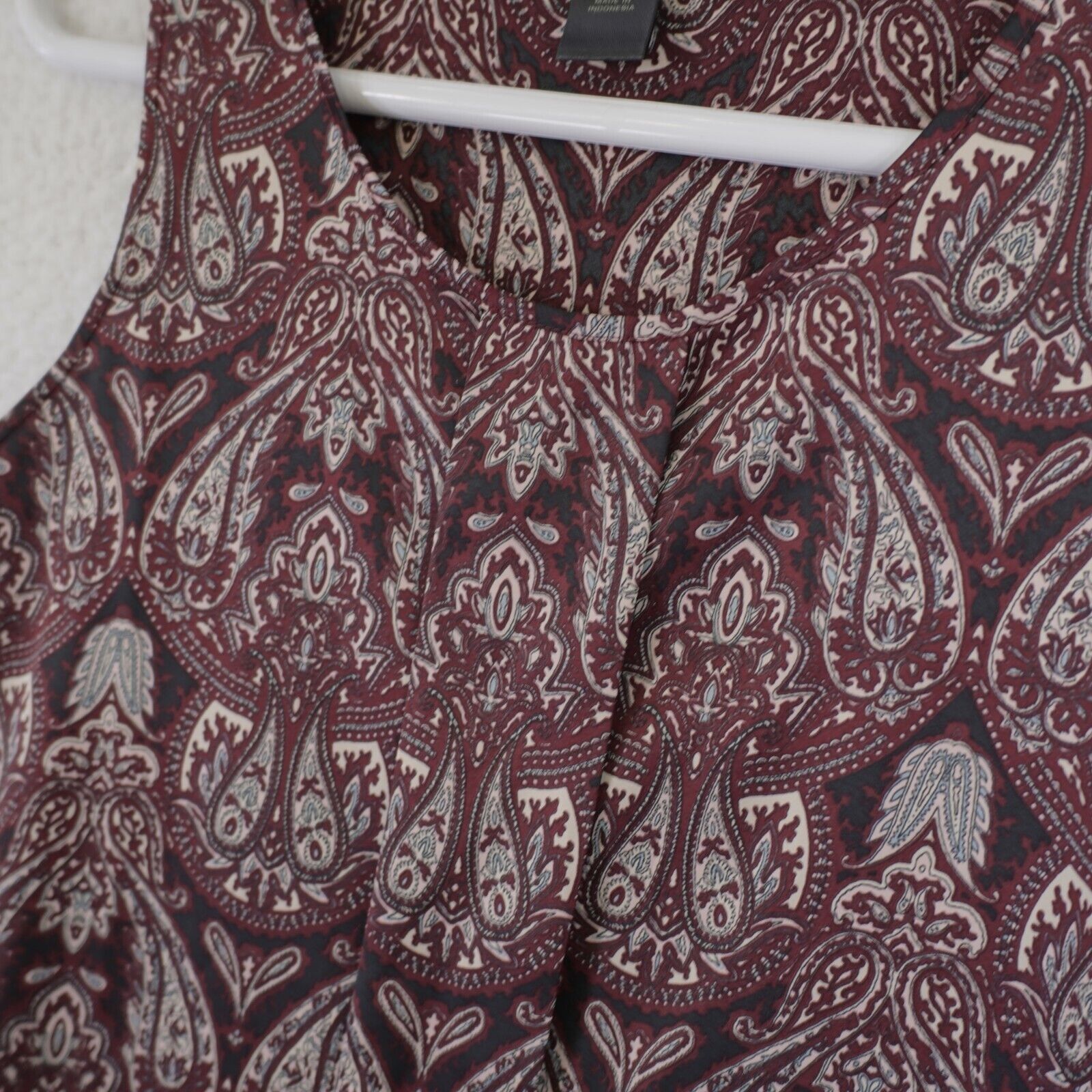 Ann Taylor Ann Taylor Petite Red Paisley Scoop Neck XSP Blouse Top Slee Size XS / US 0-2 / IT 36-38 - 2 Thumbnail