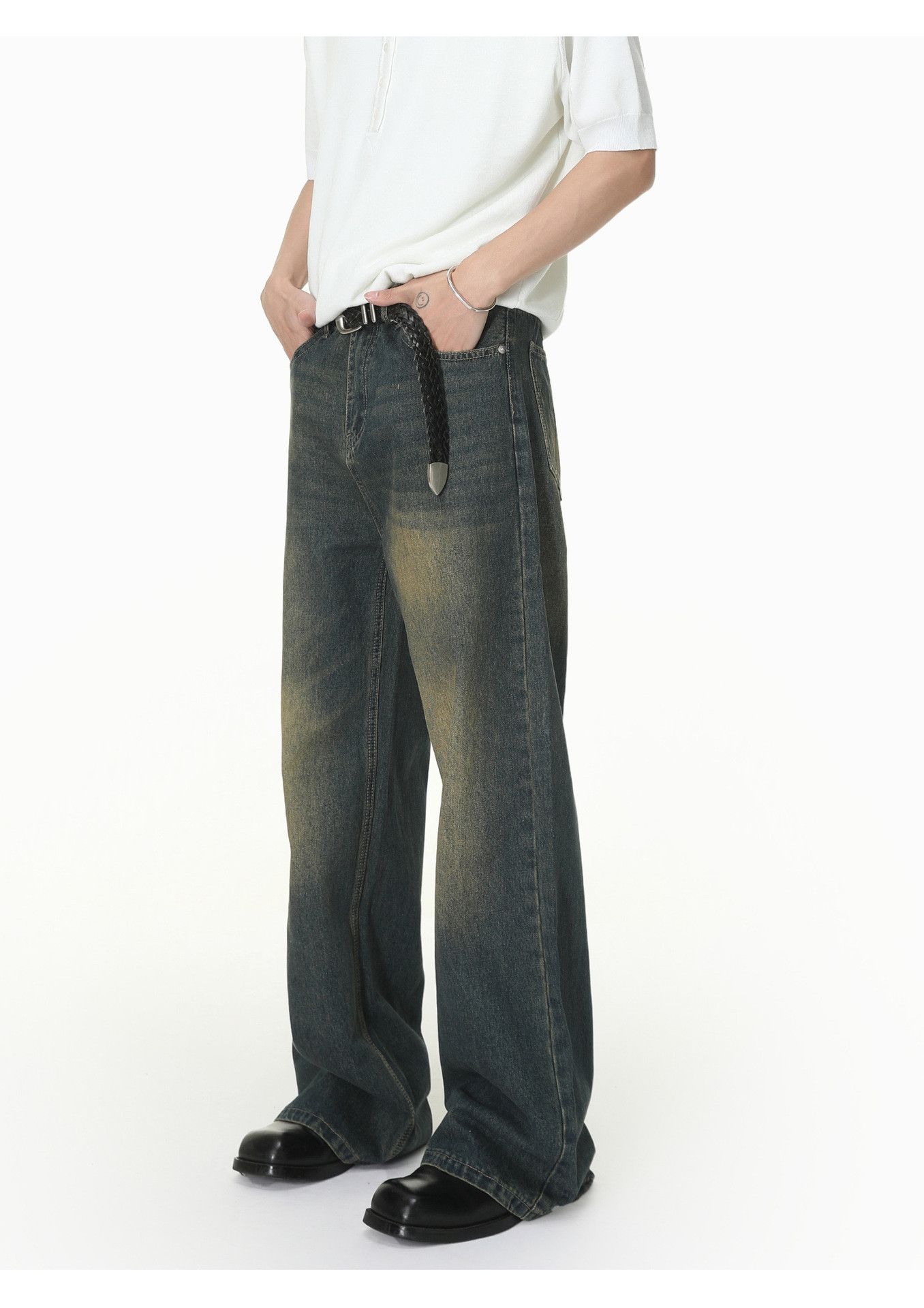 Vintage Men's Cleanfit Distressed Vintage Loose Straight-Leg Jeans Size US 32 / EU 48 - 4 Thumbnail