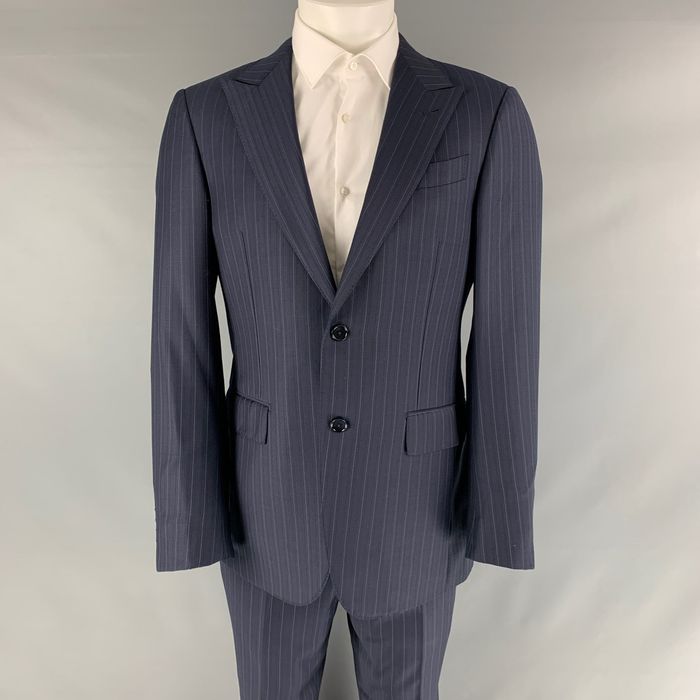 Ermenegildo Zegna Navy Stripe Wool Peak Lapel Suit | Grailed